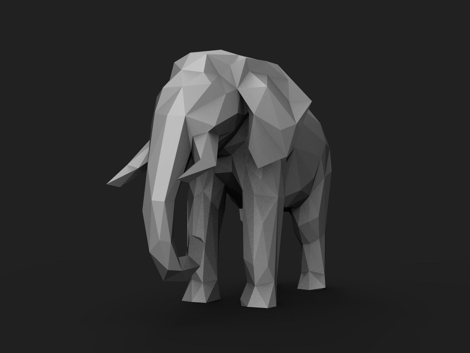 Elephant Low Poly 3D print model_5