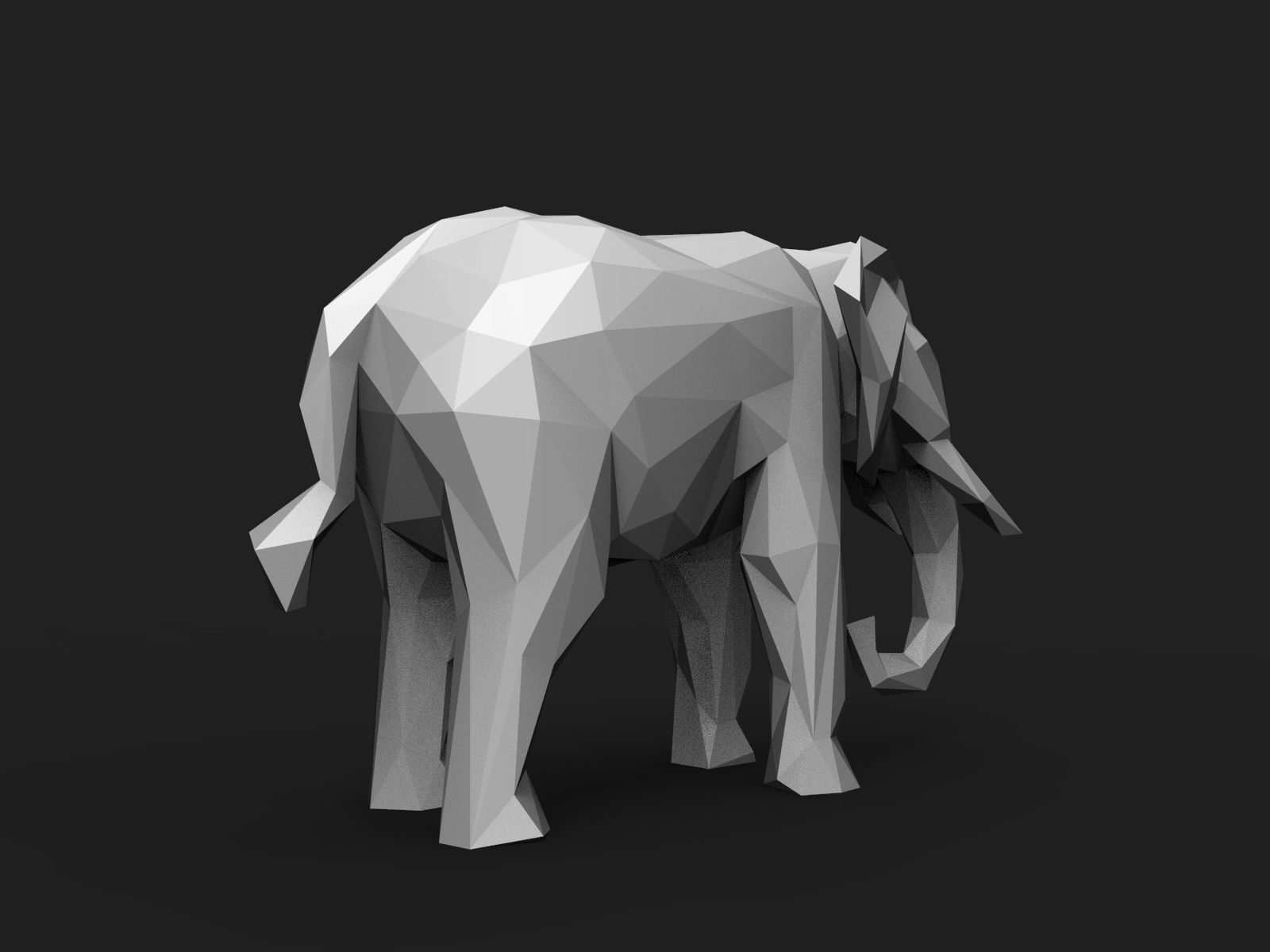Elephant Low Poly 3D print model_2