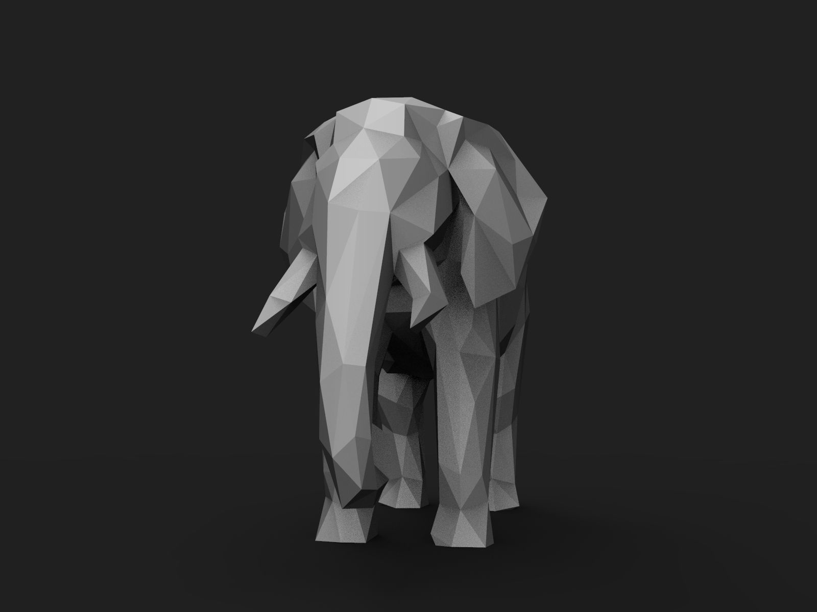 Elephant Low Poly 3D print model_6