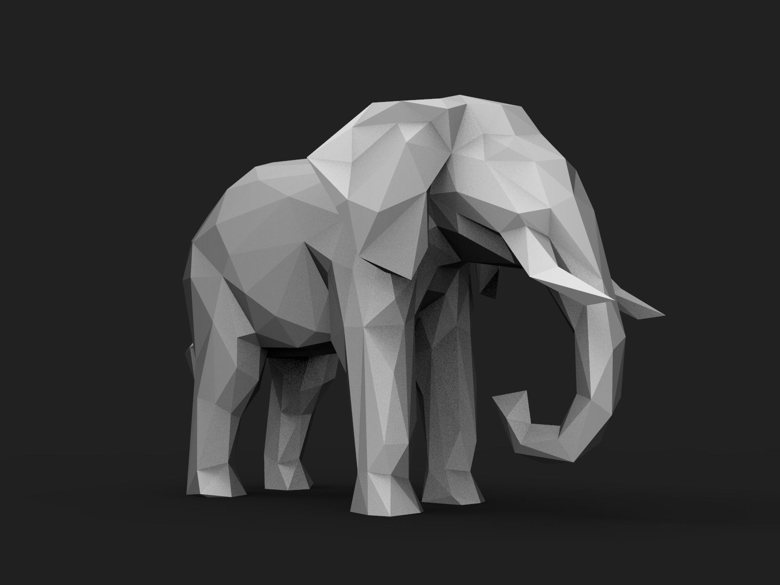 Elephant Low Poly 3D print model_10