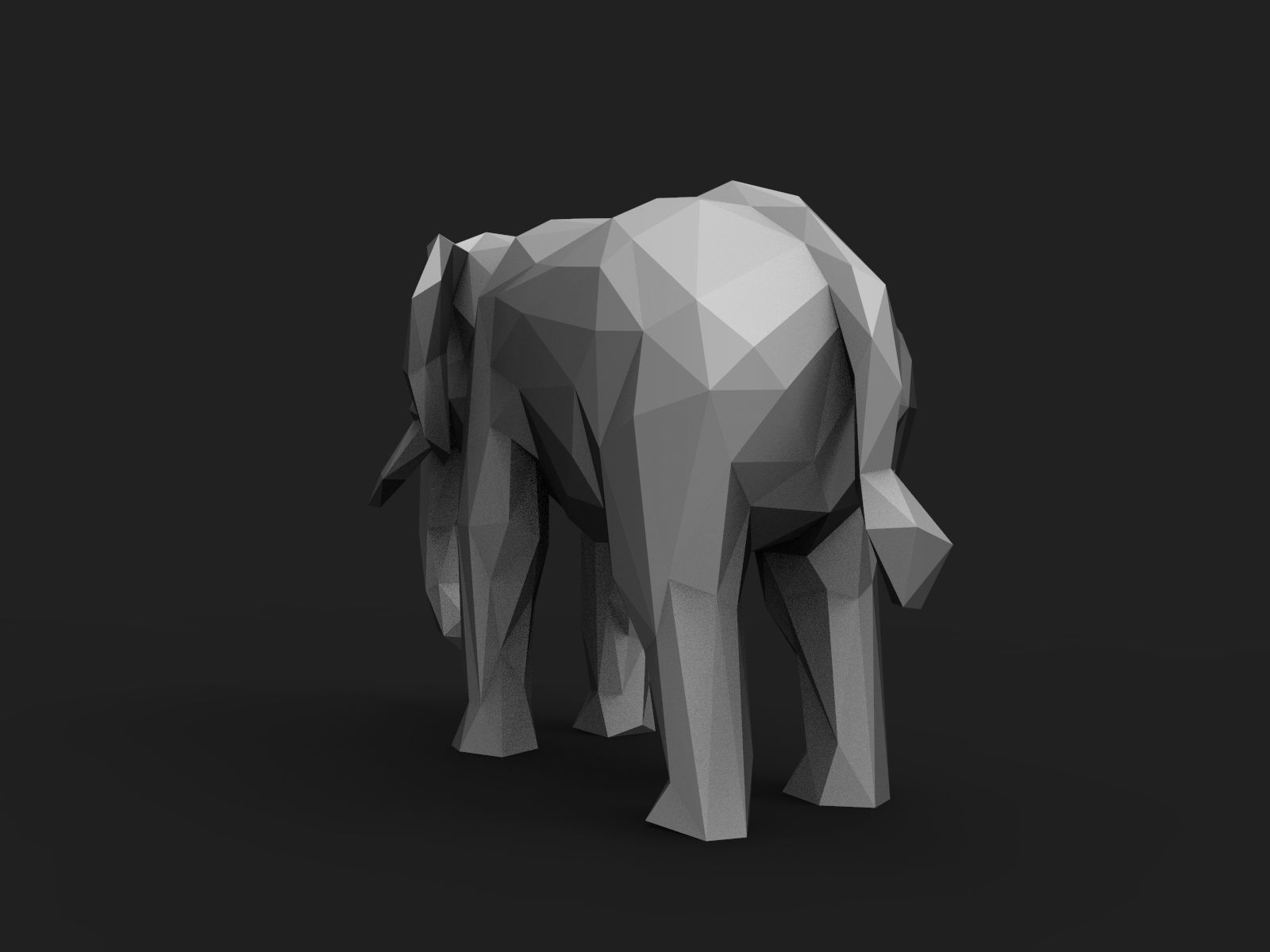 Elephant Low Poly 3D print model_3