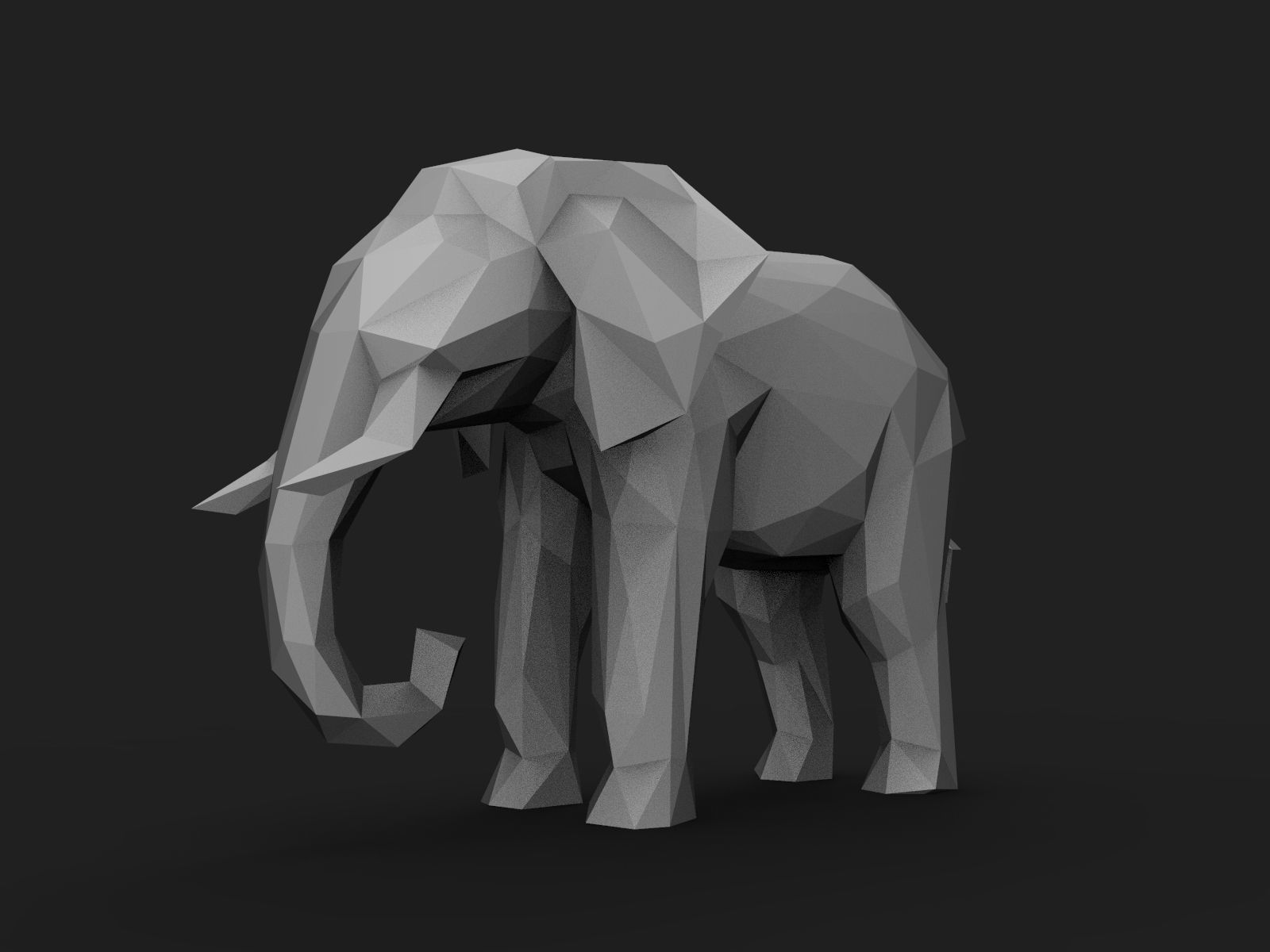 Elephant Low Poly 3D print model_1