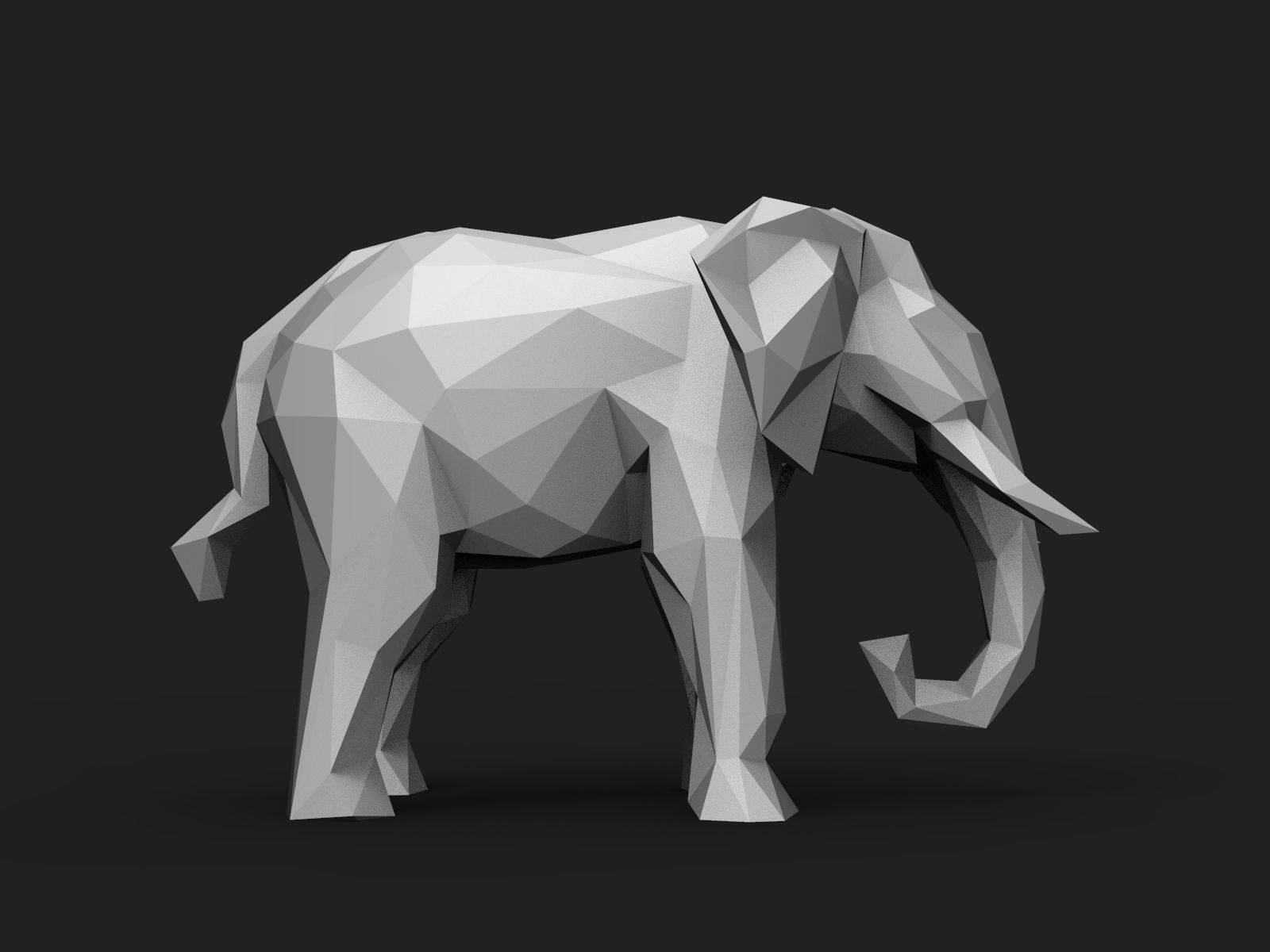 Elephant Low Poly 3D print model_12