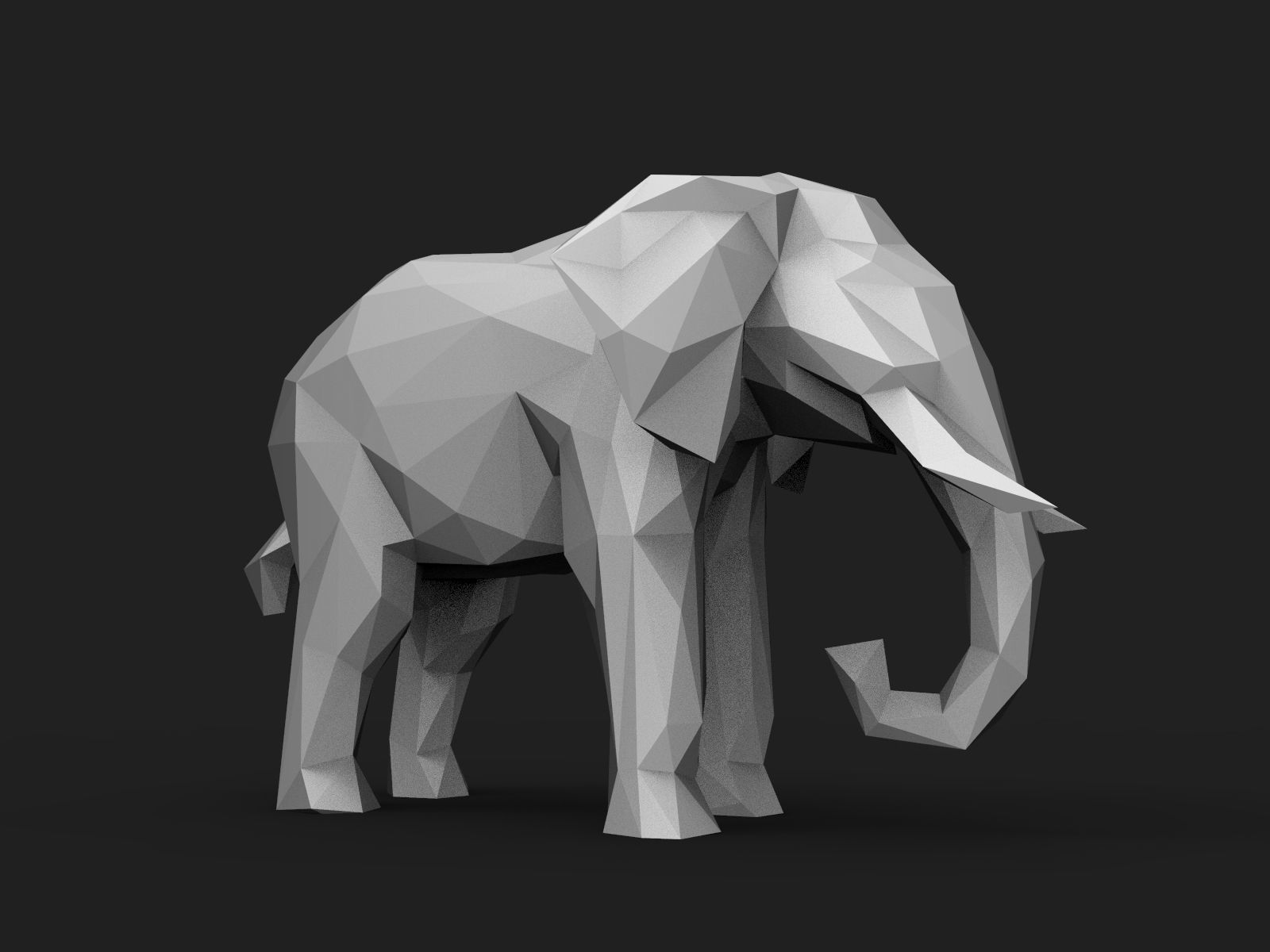 Elephant Low Poly 3D print model_11