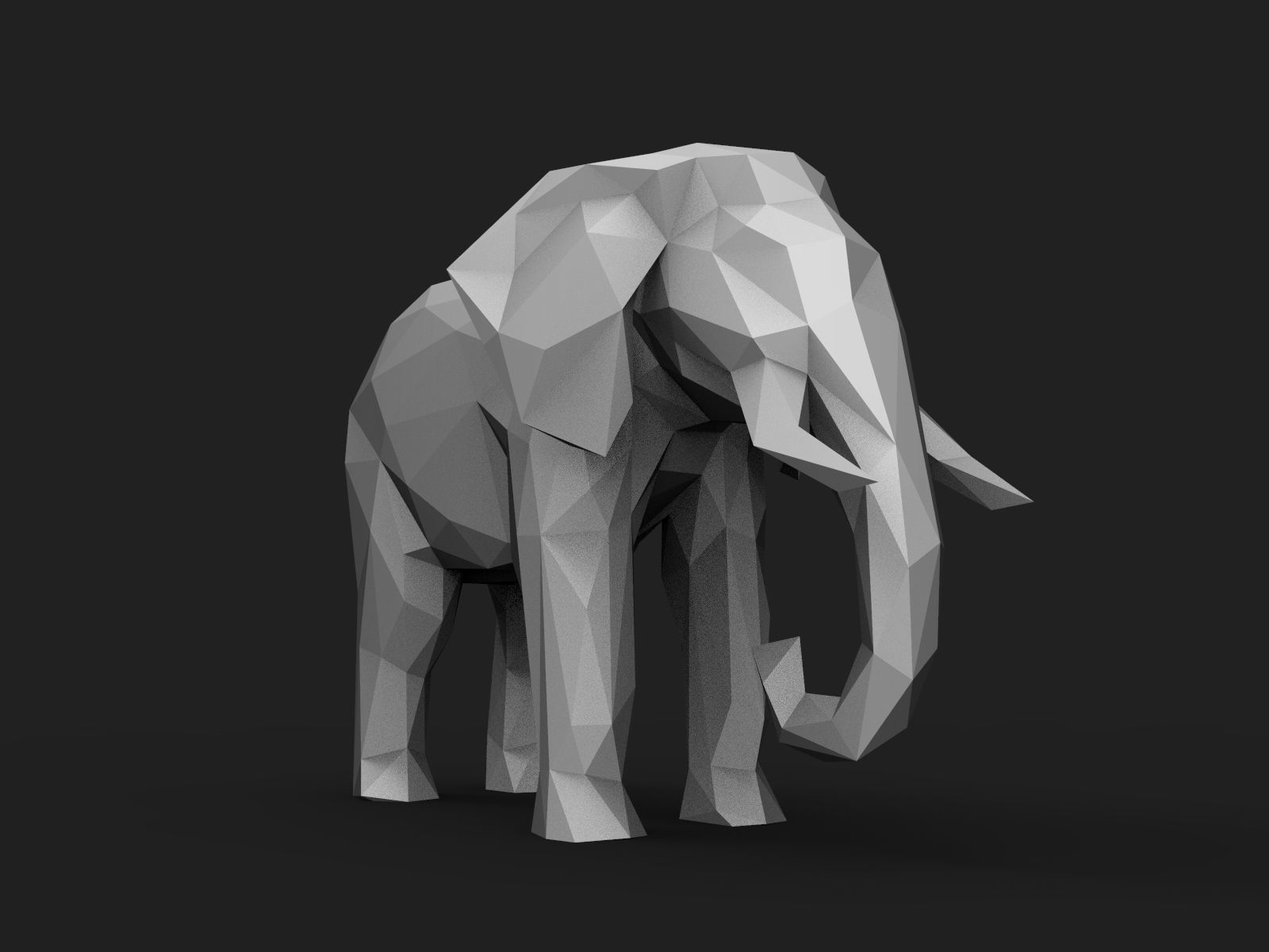 Elephant Low Poly 3D print model_9