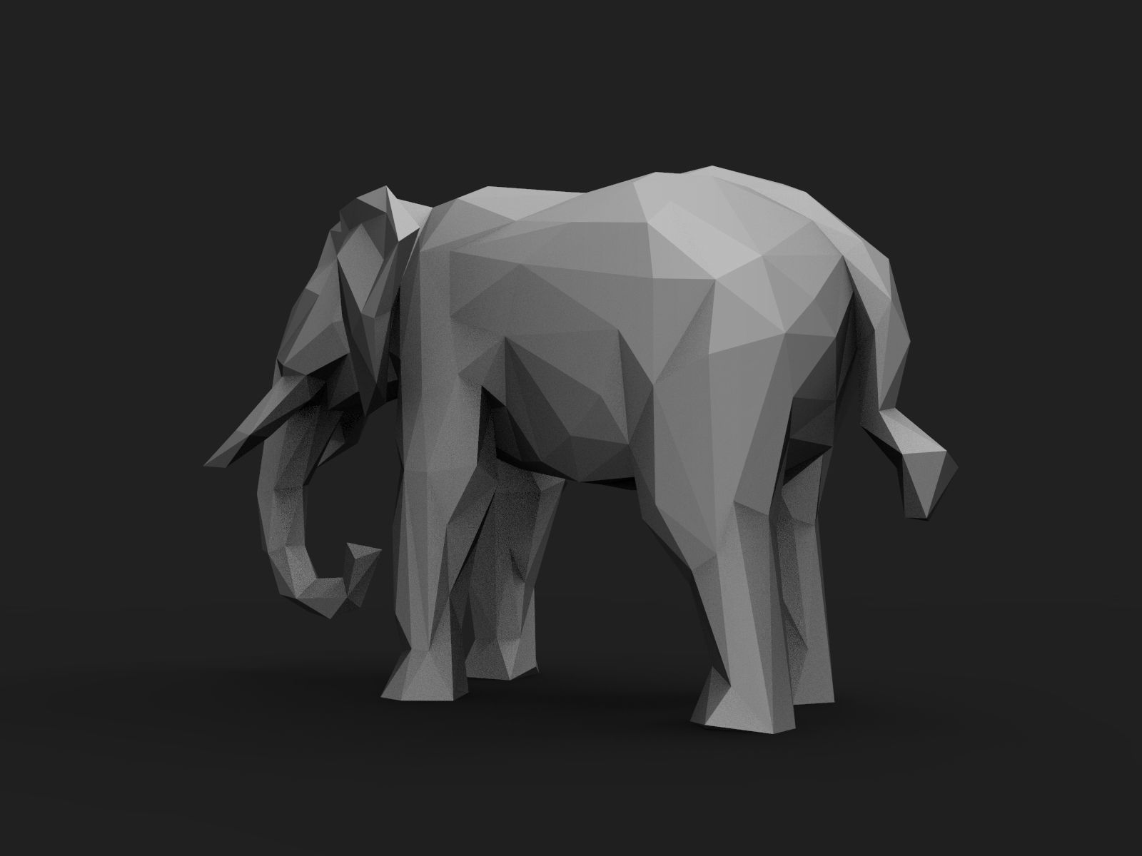 Elephant Low Poly 3D print model_4