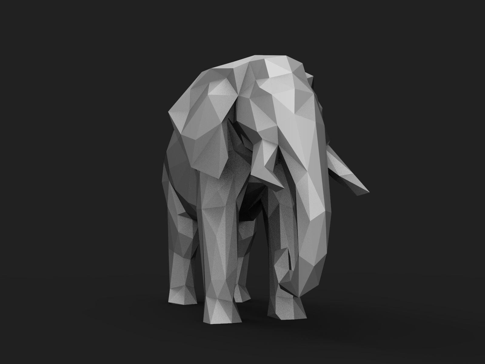 Elephant Low Poly 3D print model_8