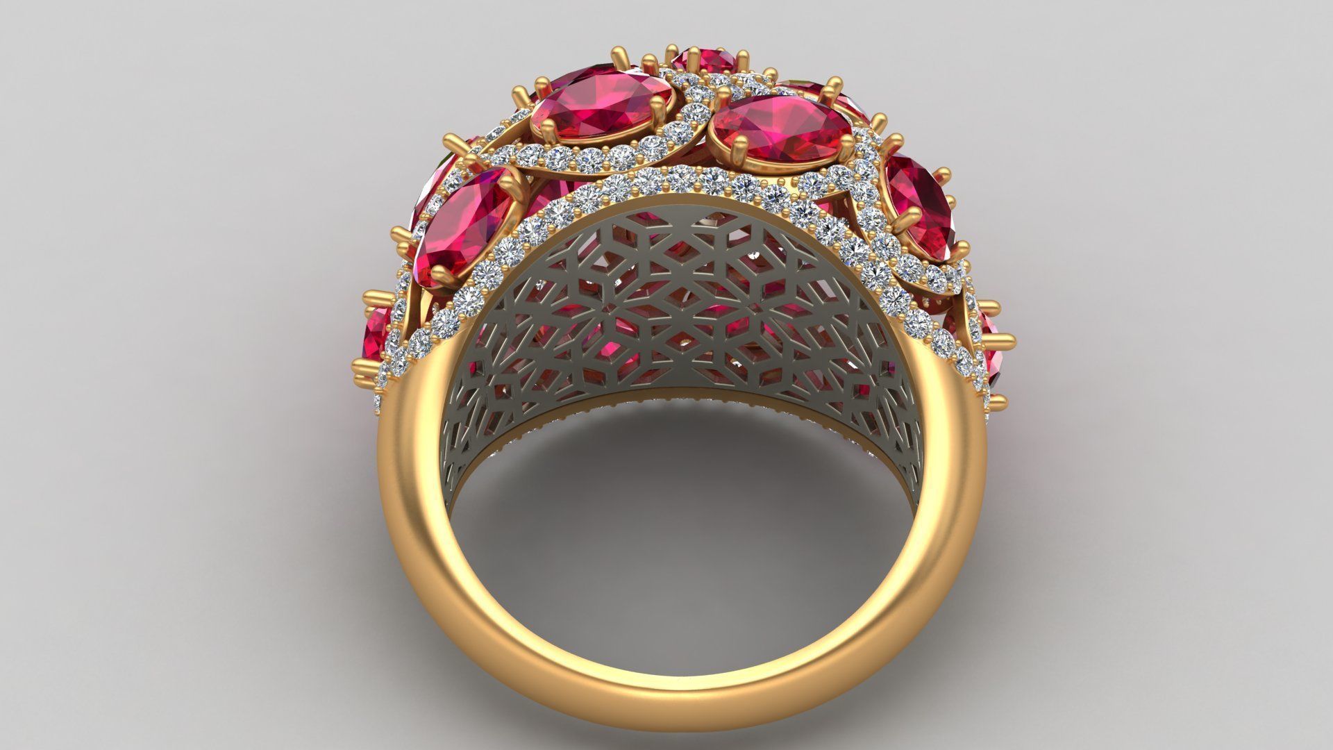 Butani Ruby Diamond Gold Ring 3D print model_4