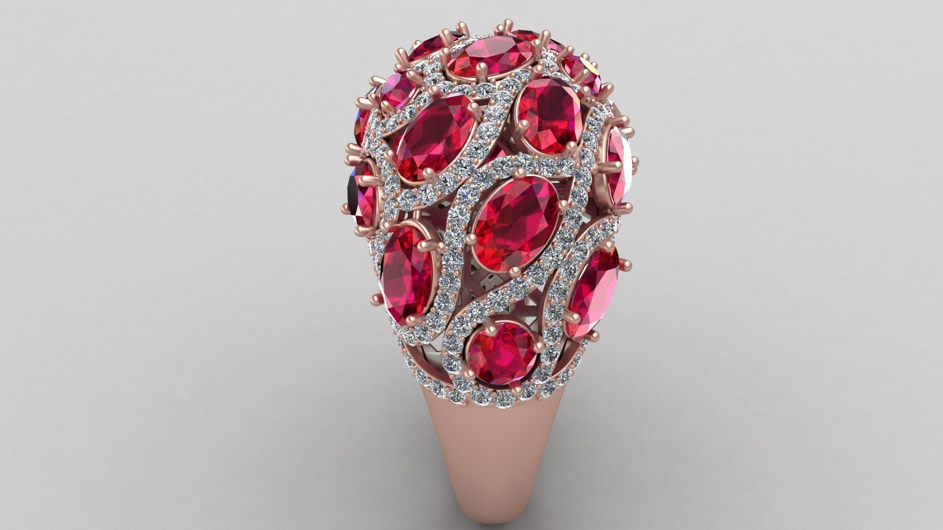 Butani Ruby Diamond Gold Ring 3D print model_9