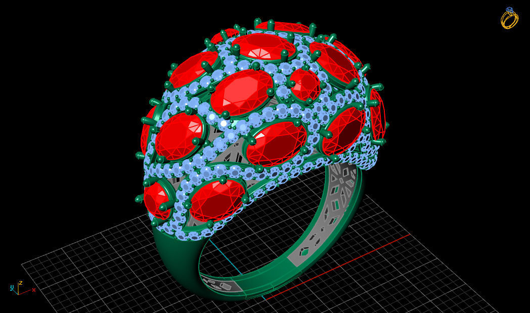 Butani Ruby Diamond Gold Ring 3D print model_10