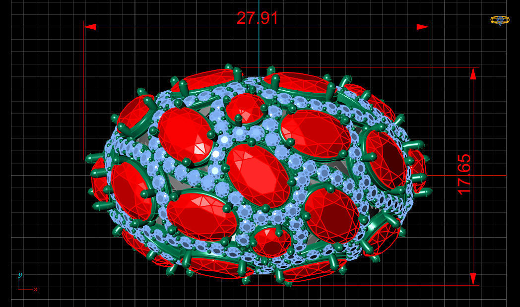 Butani Ruby Diamond Gold Ring 3D print model_11