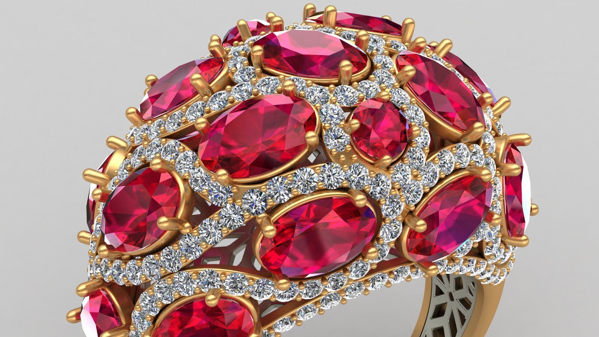 Butani Ruby Diamond Gold Ring 3D print model_5