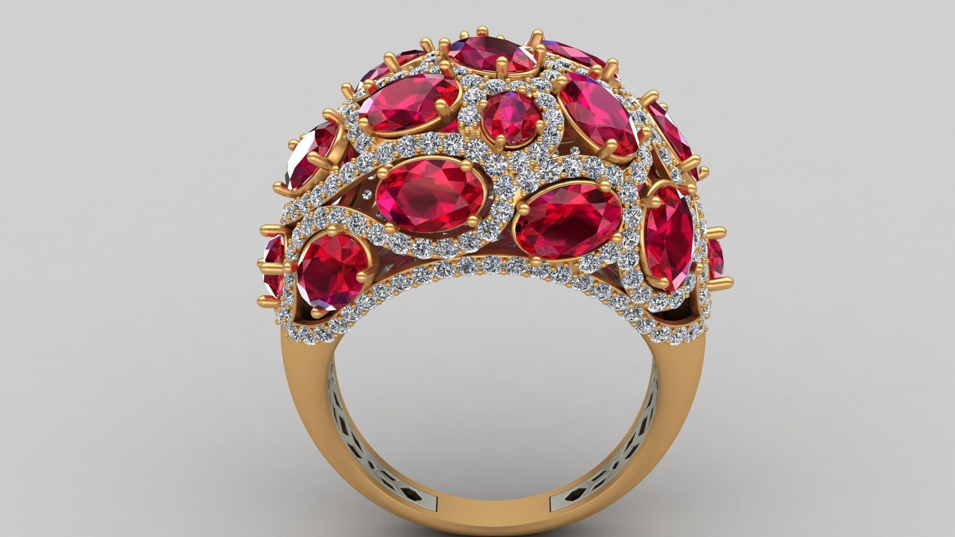 Butani Ruby Diamond Gold Ring 3D print model_2