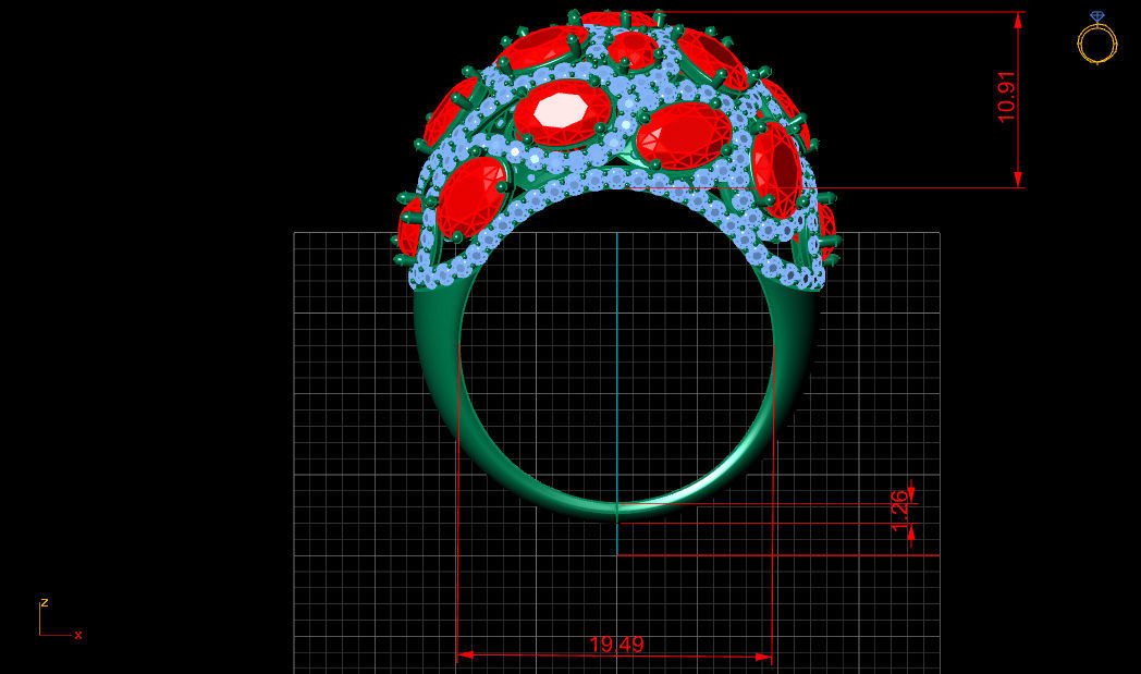 Butani Ruby Diamond Gold Ring 3D print model_12