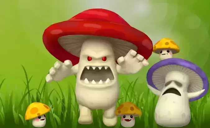Cartoon Mushroom Monsters