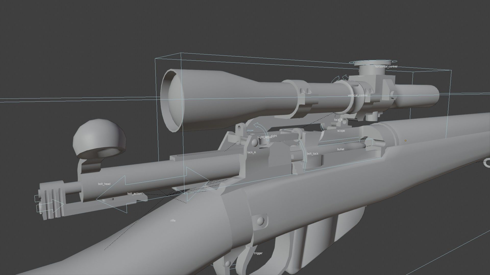 Lee-enfield no4 rifle  Low-poly 3D model_14