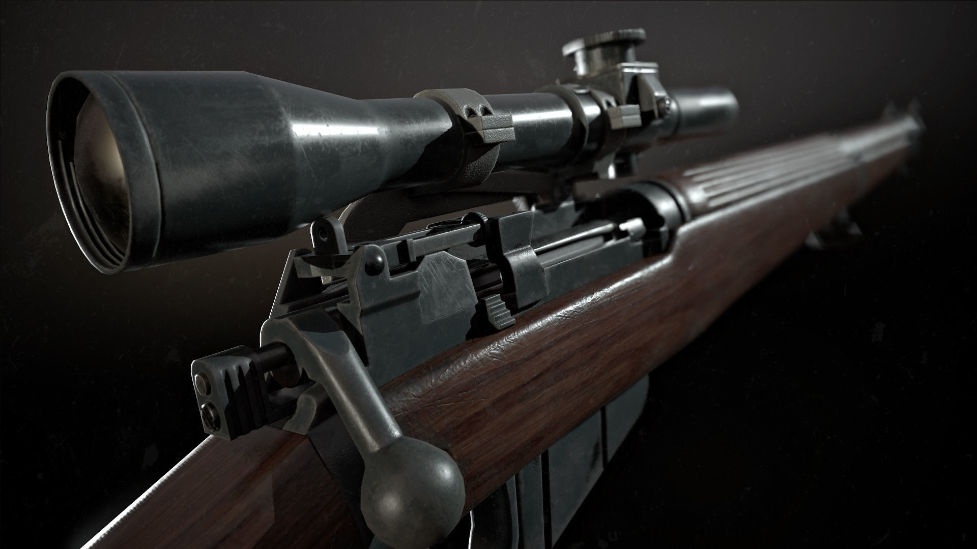 Lee-enfield no4 rifle  Low-poly 3D model_2