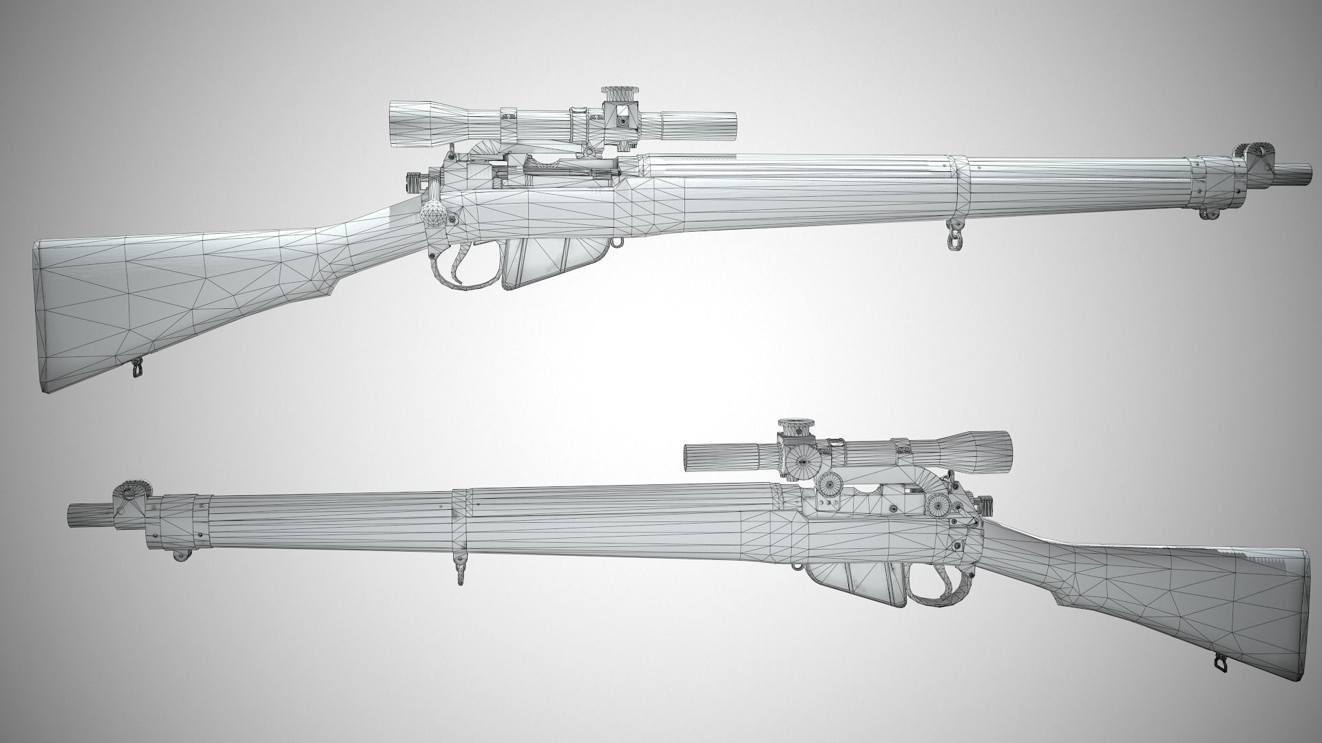 Lee-enfield no4 rifle  Low-poly 3D model_11