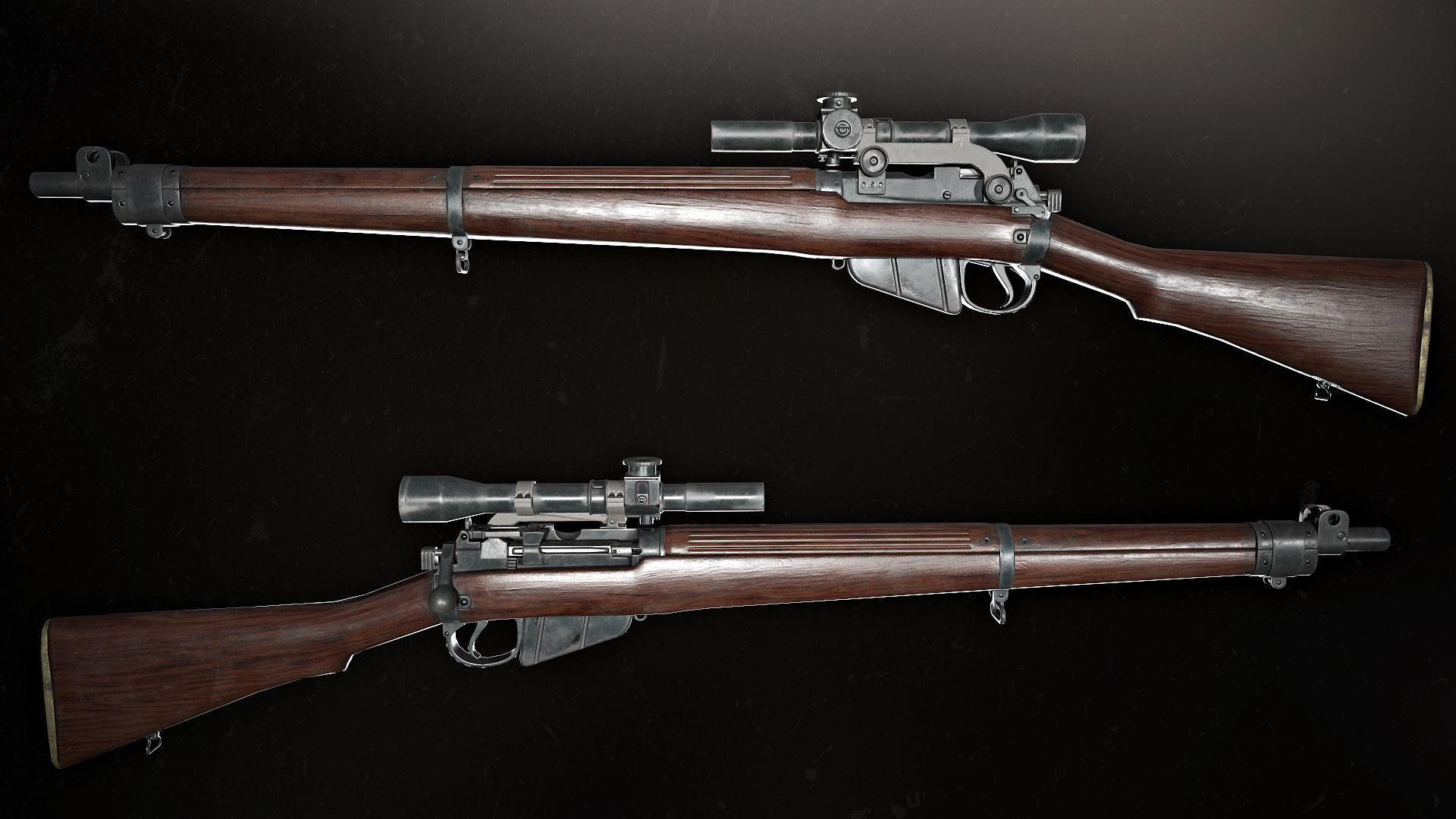 Lee-enfield no4 rifle  Low-poly 3D model_9
