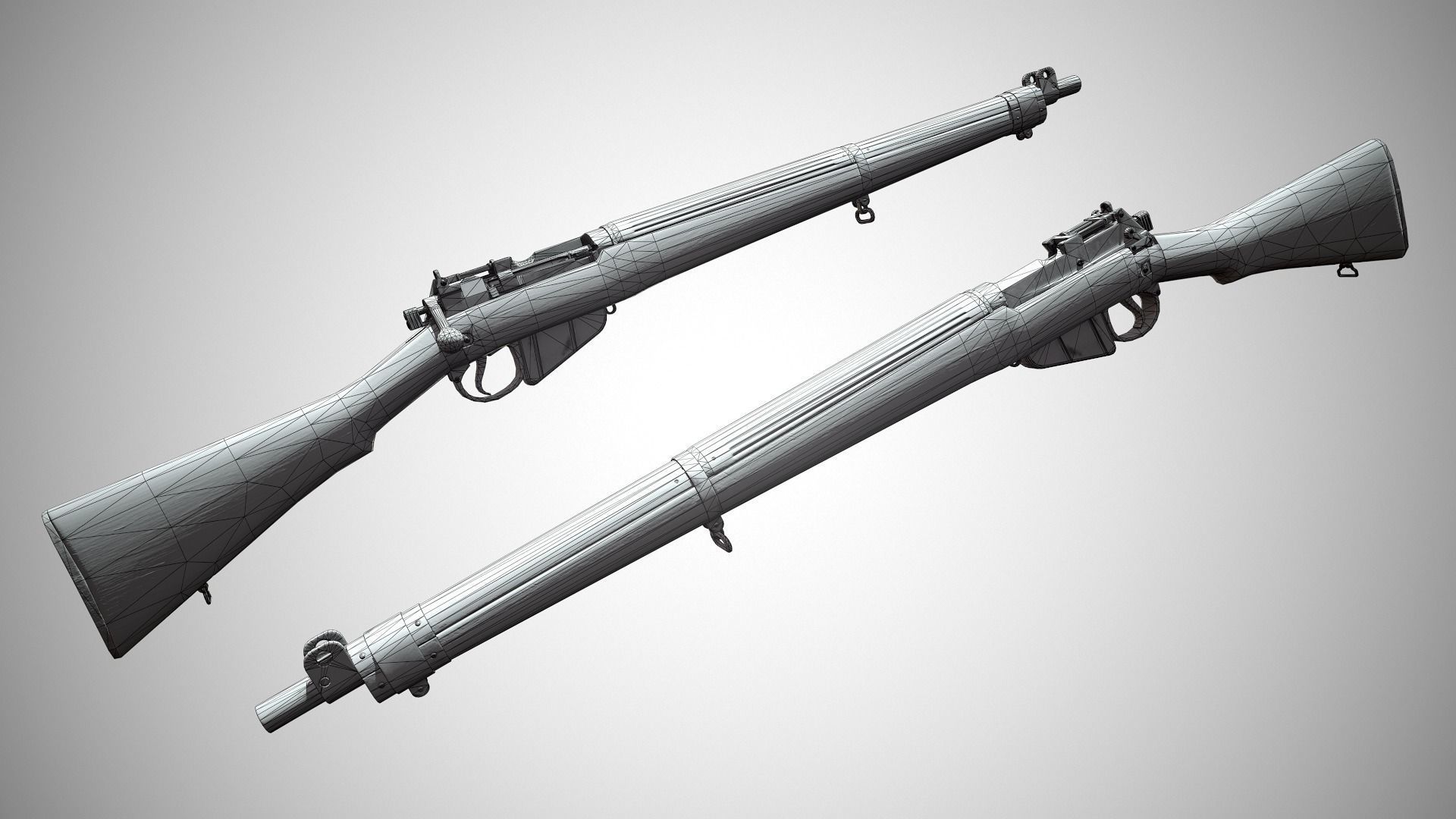 Lee-enfield no4 rifle  Low-poly 3D model_12