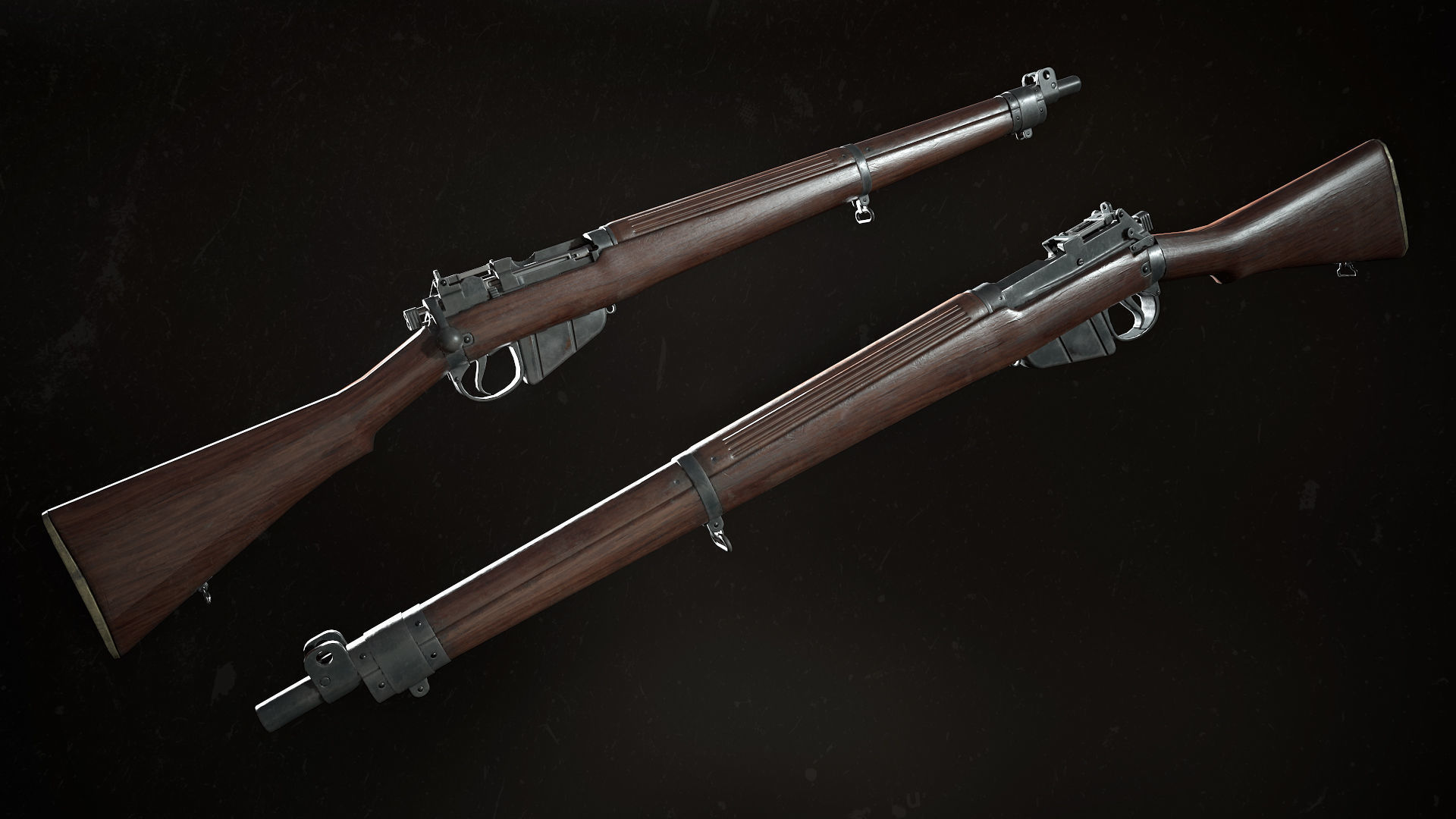 Lee-enfield no4 rifle  Low-poly 3D model_6