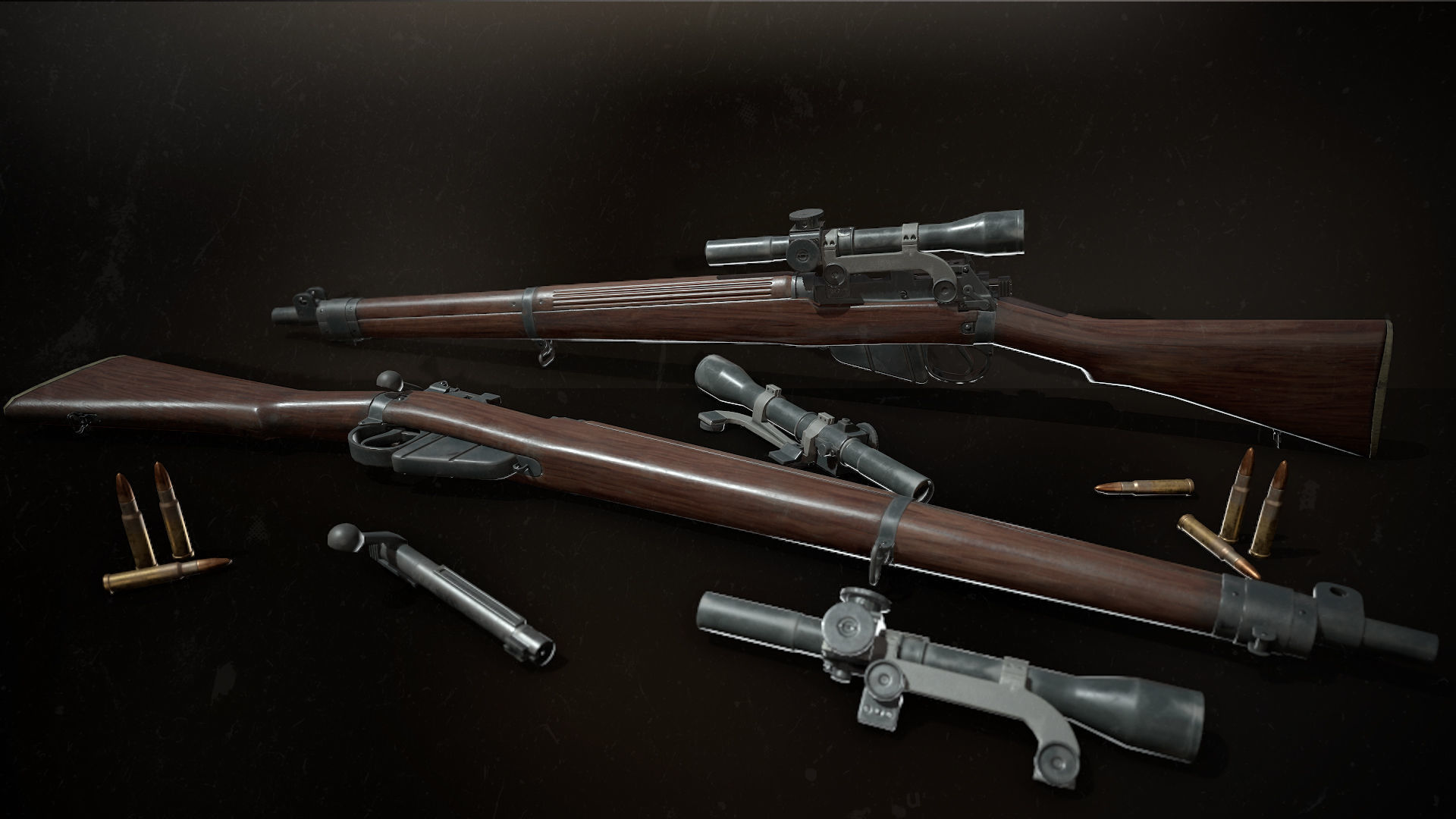 Lee-enfield no4 rifle  Low-poly 3D model_1