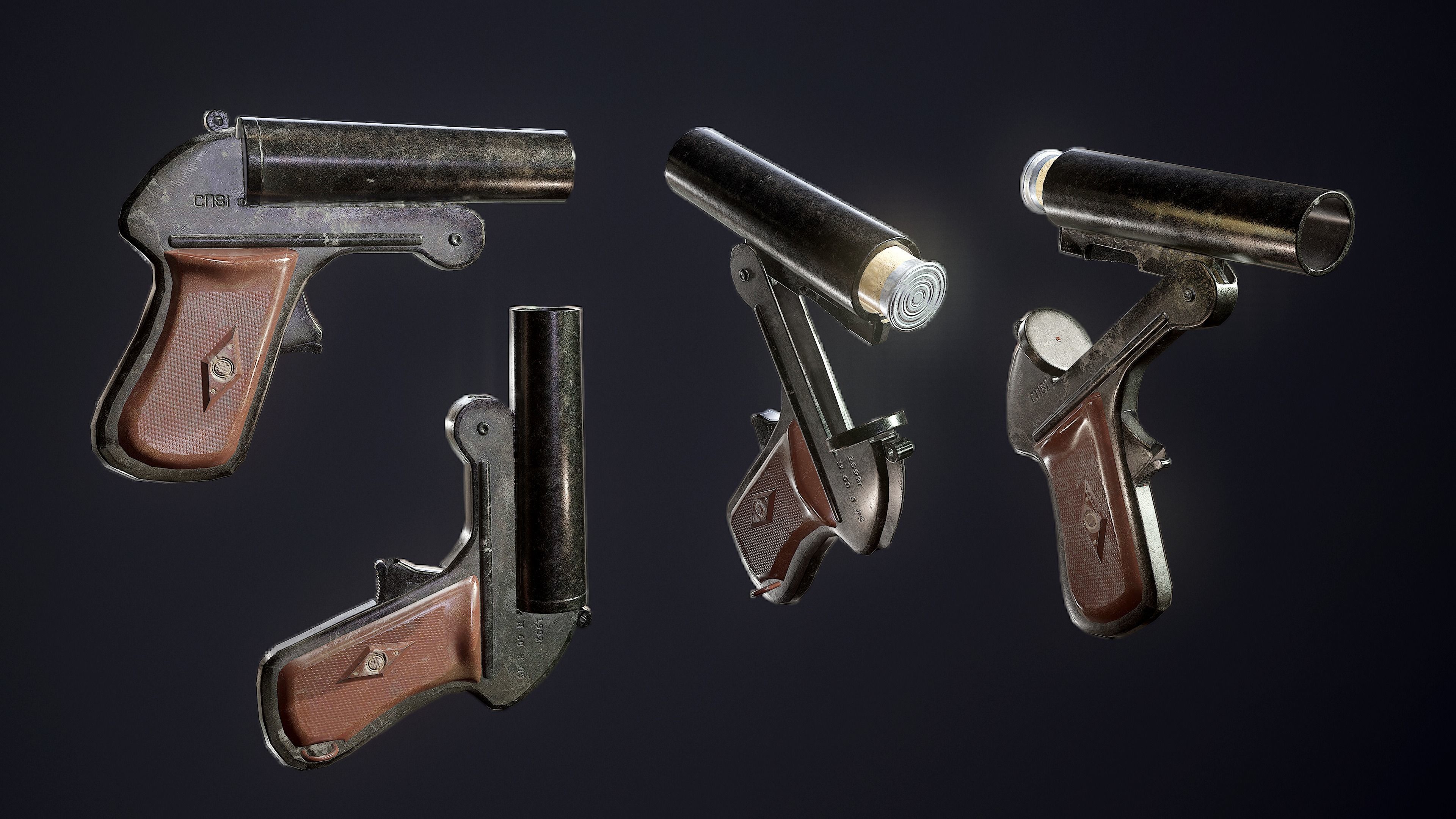 Flare gun sp-81 Low-poly 3D model_4