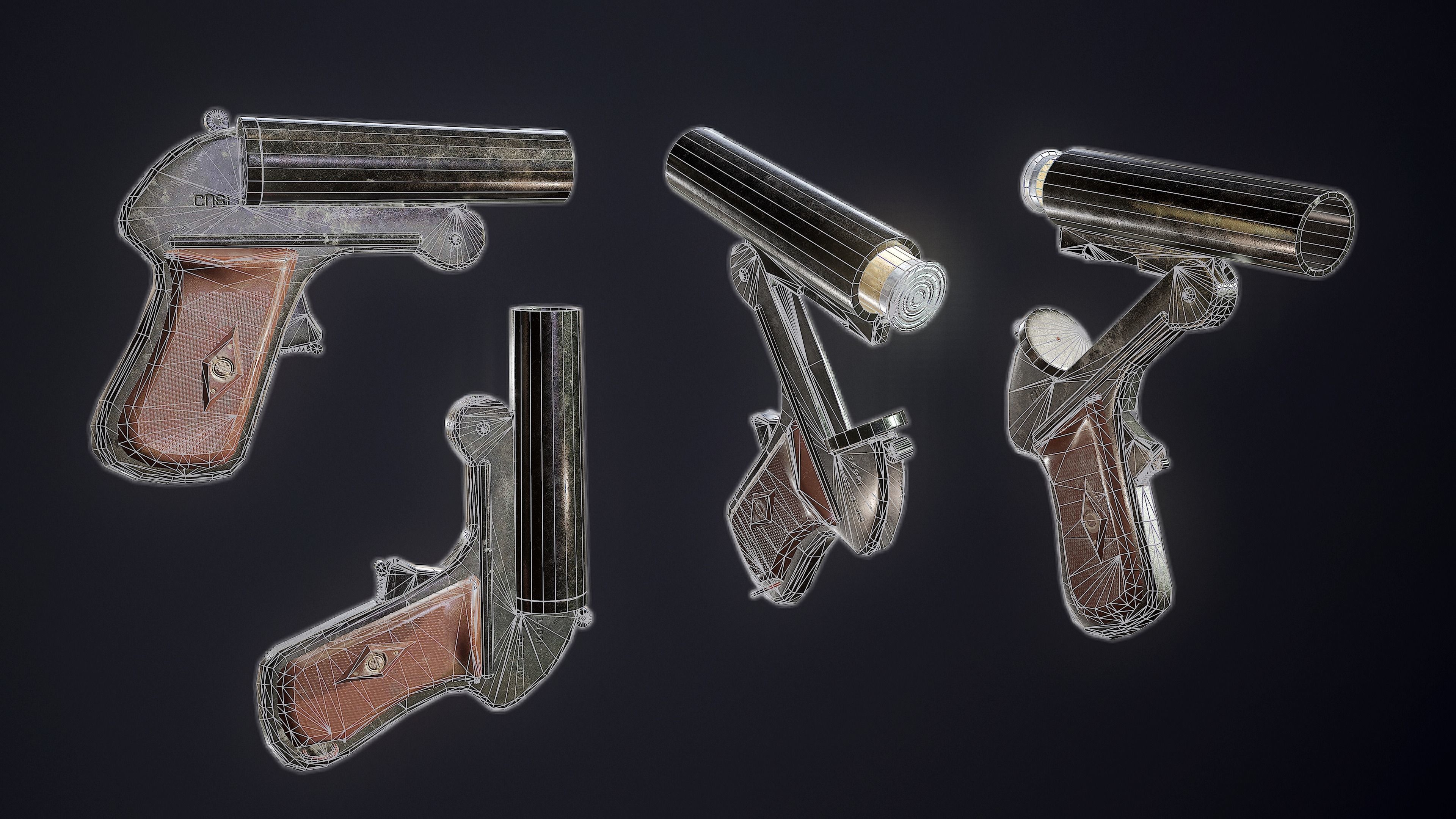 Flare gun sp-81 Low-poly 3D model_5