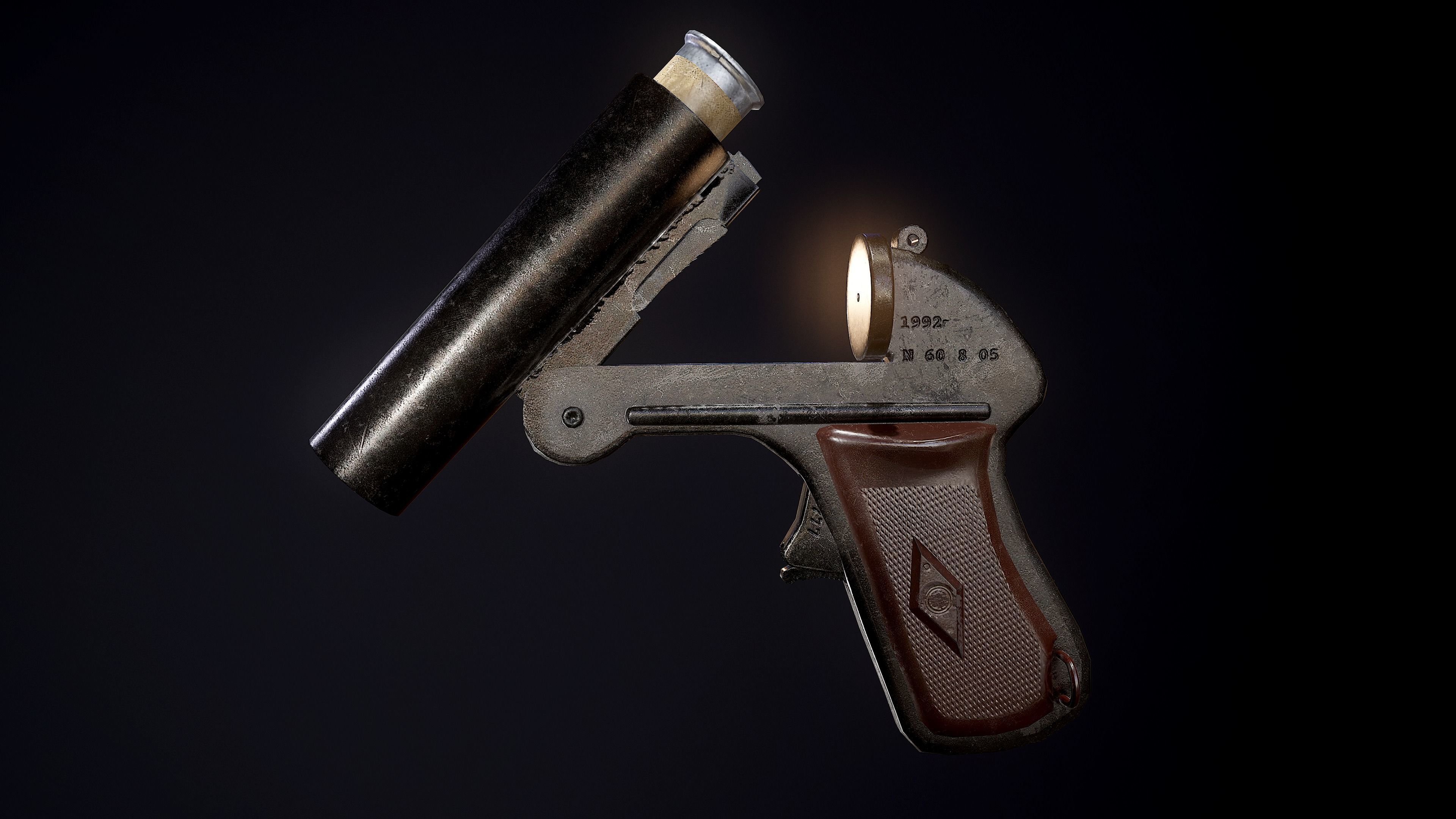 Flare gun sp-81 Low-poly 3D model_3