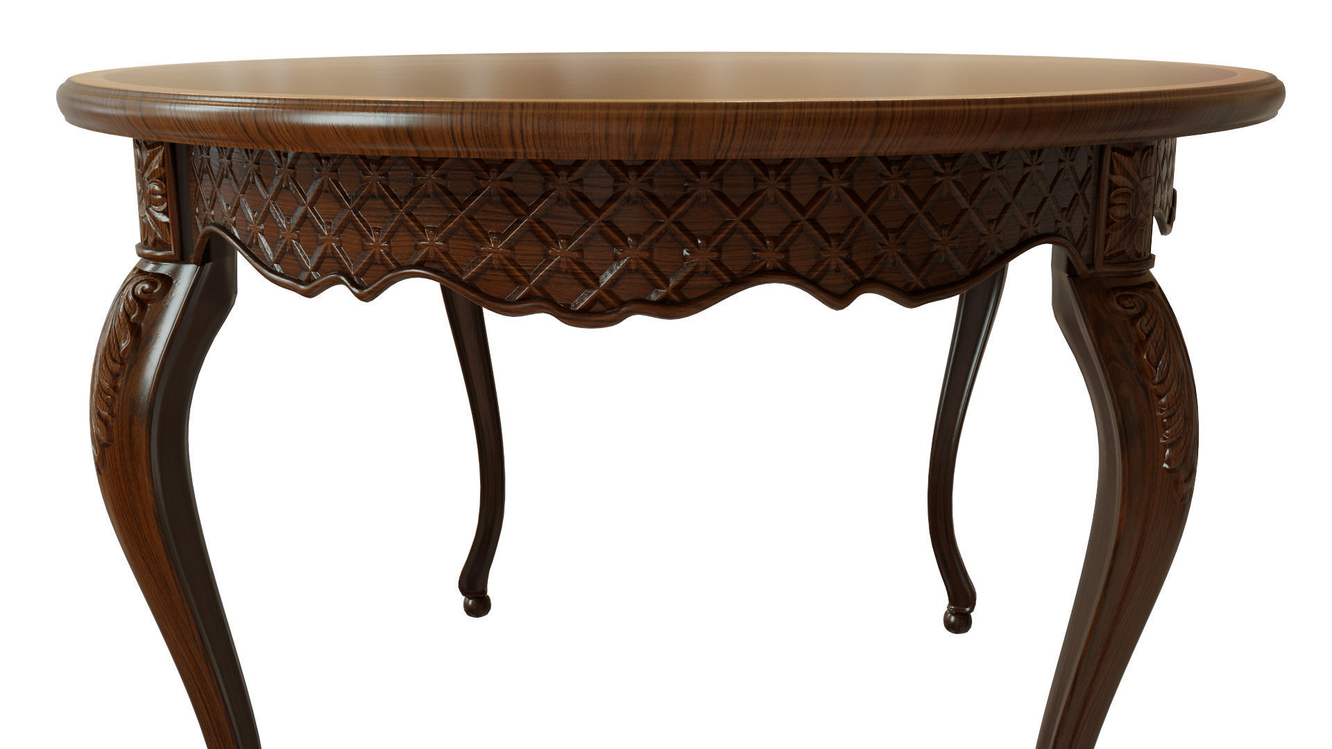 Classic table with carvings 1500 3D model_2