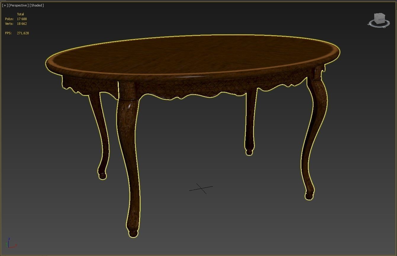 Classic table with carvings 1500 3D model_17