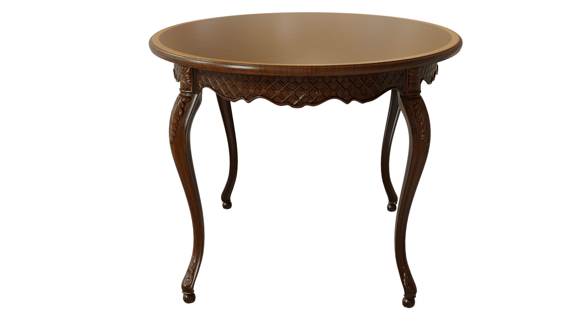 Classic table with carvings 1500 3D model_4