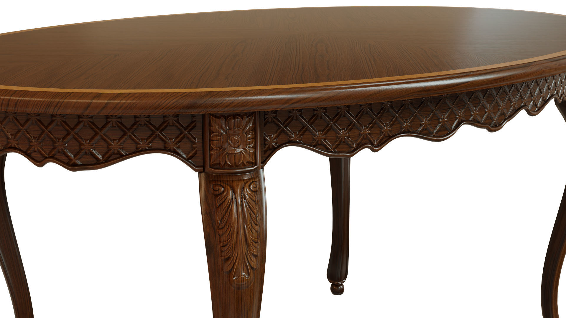 Classic table with carvings 1500 3D model_5