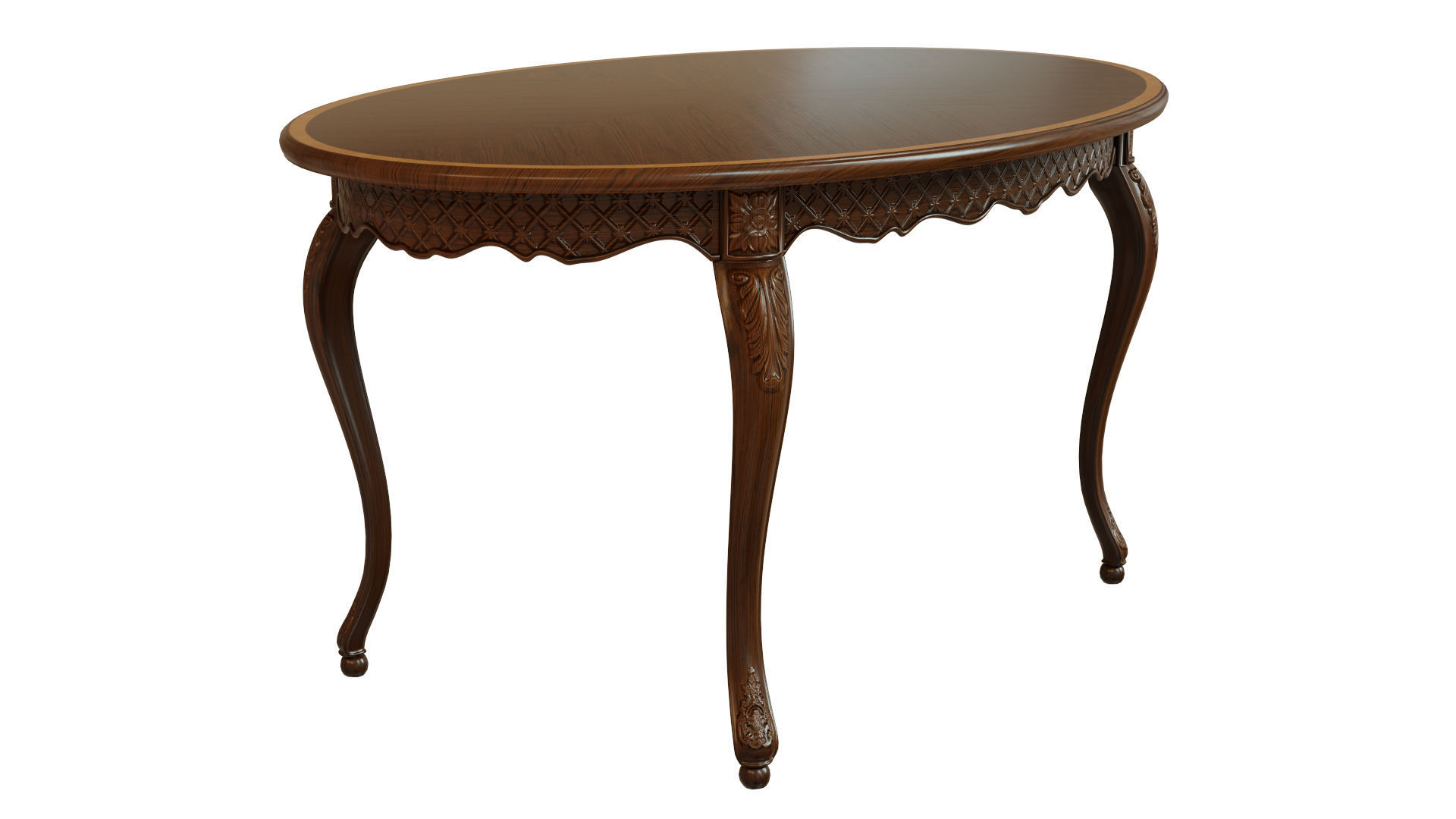 Classic table with carvings 1500 3D model_3