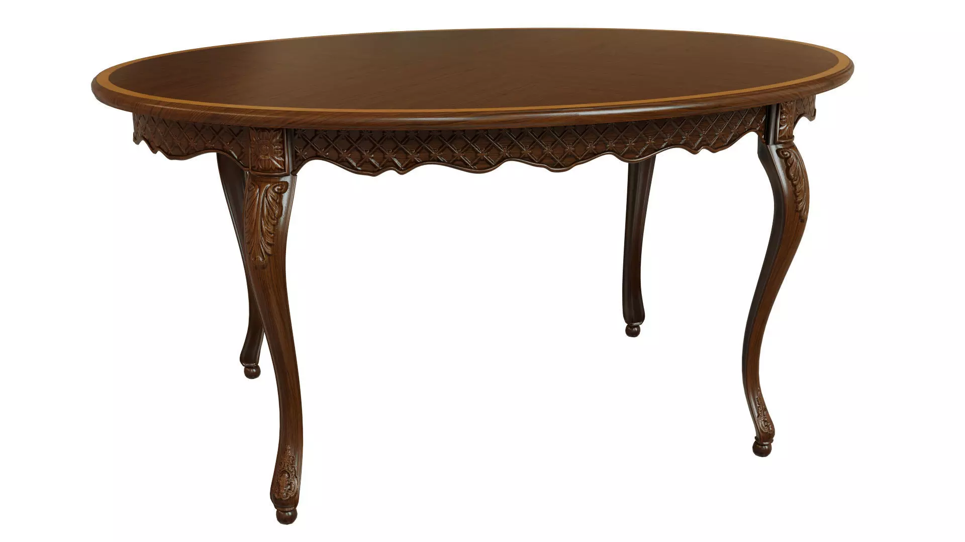 Classic table with carvings 1500 3D model_0