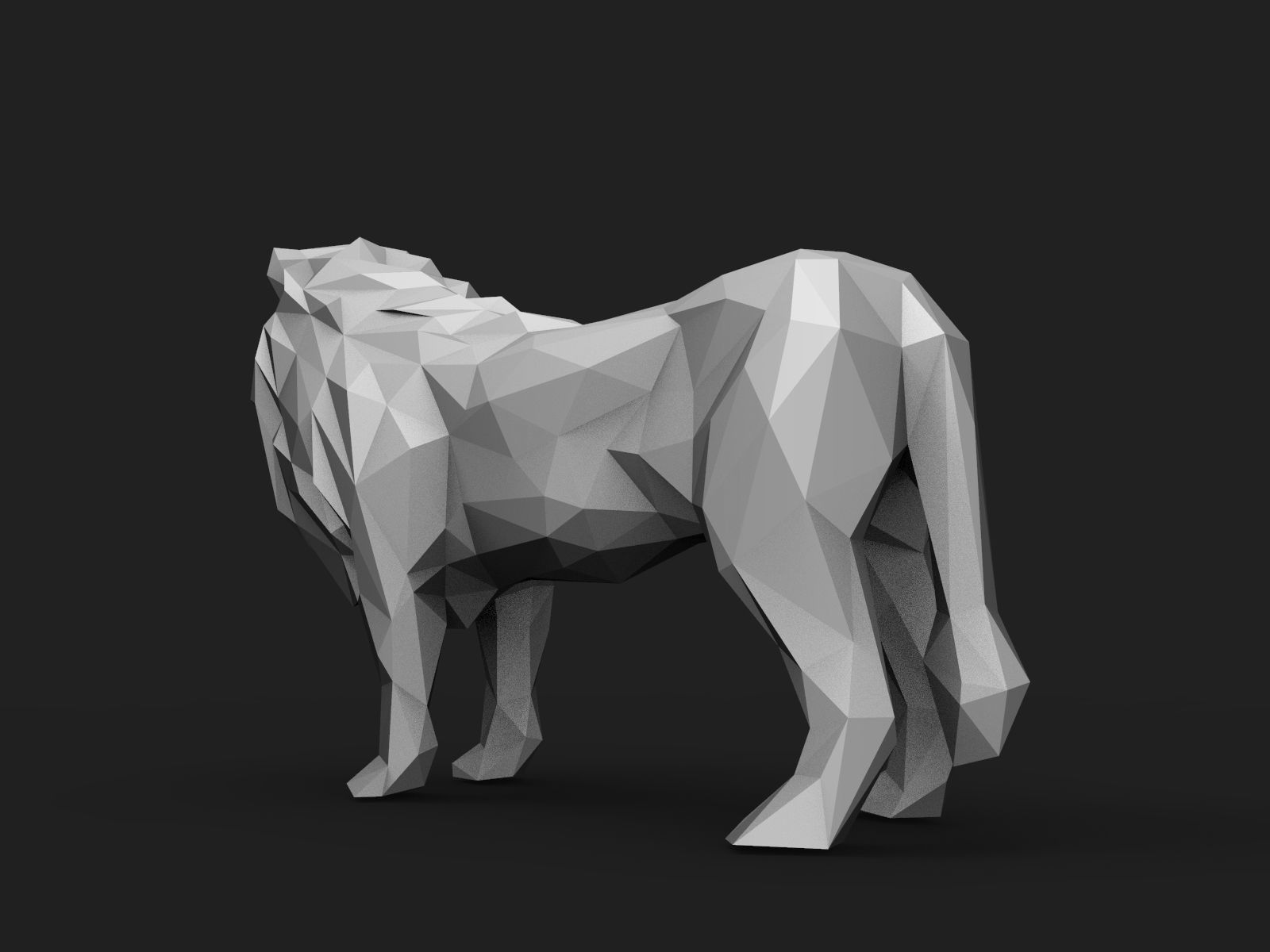 Lion Low Poly 3D print model_7