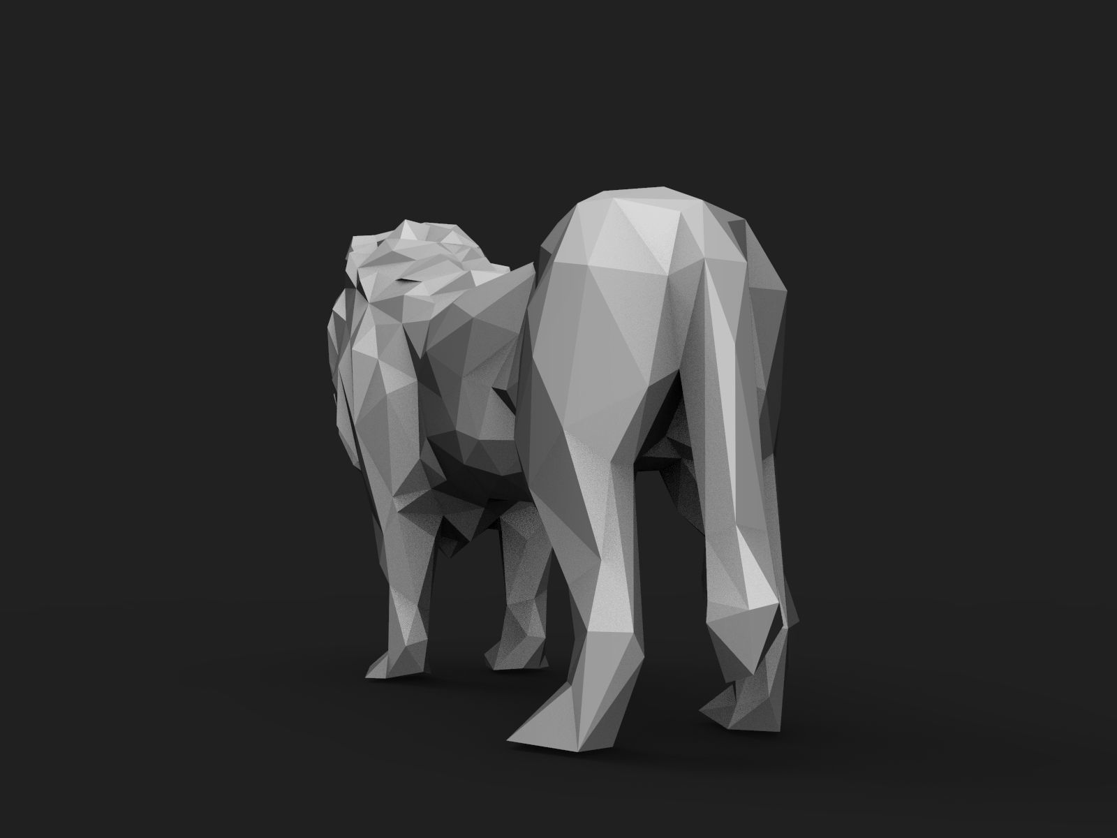 Lion Low Poly 3D print model_8