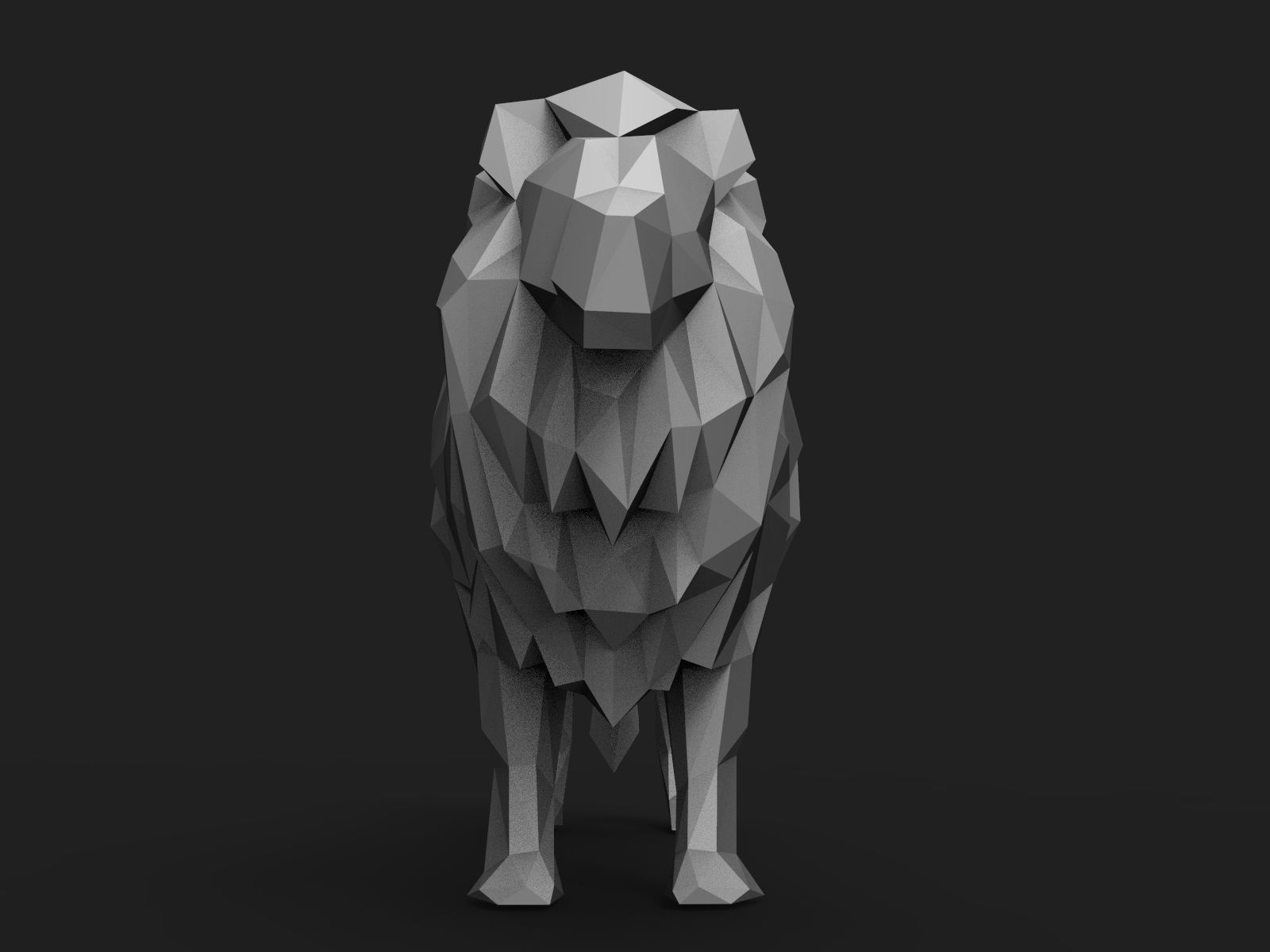 Lion Low Poly 3D print model_4