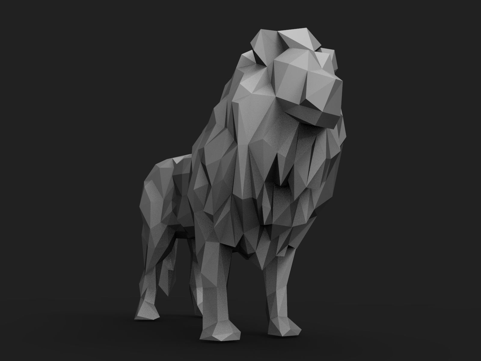 Lion Low Poly 3D print model_2