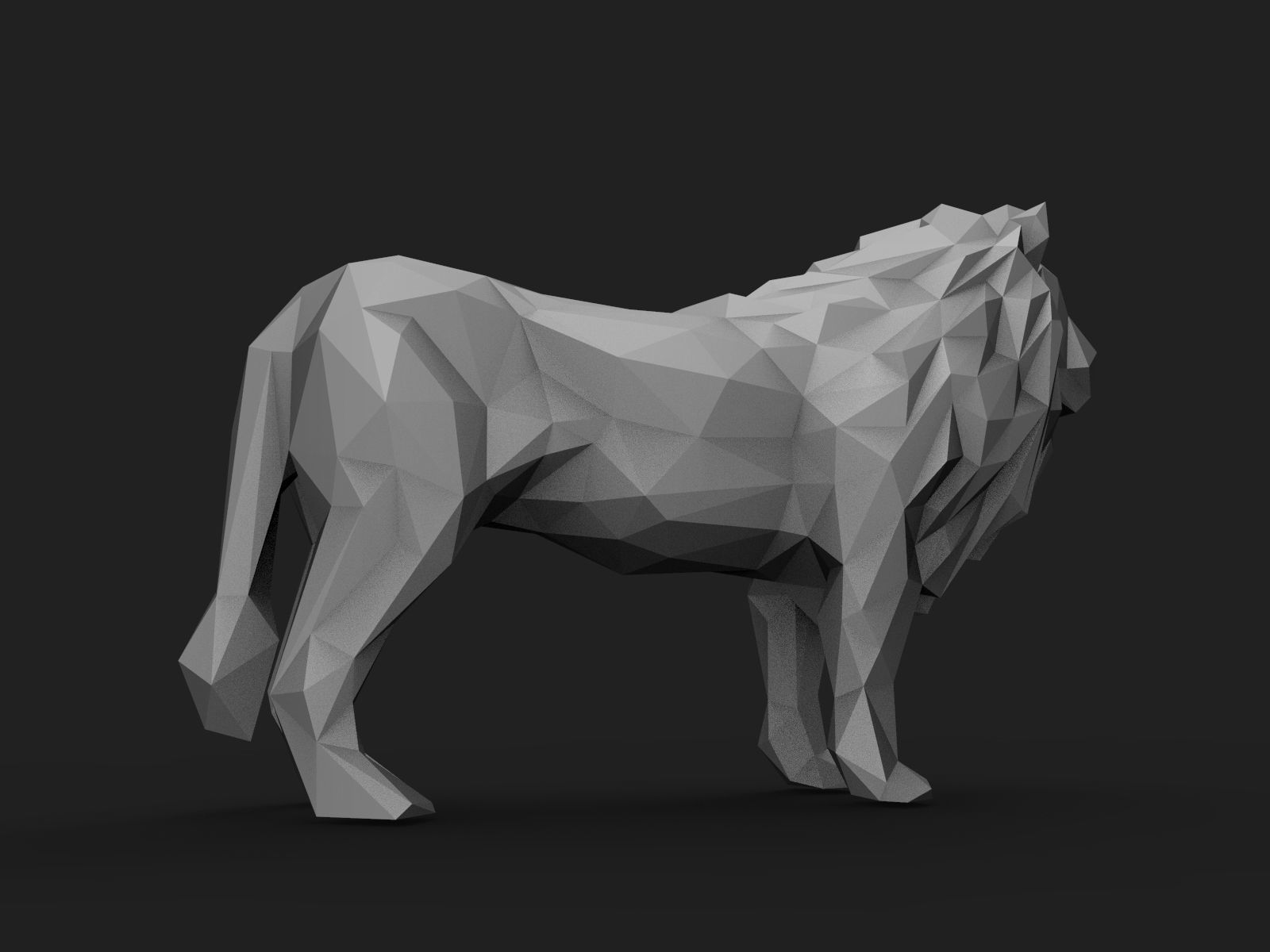 Lion Low Poly 3D print model_10