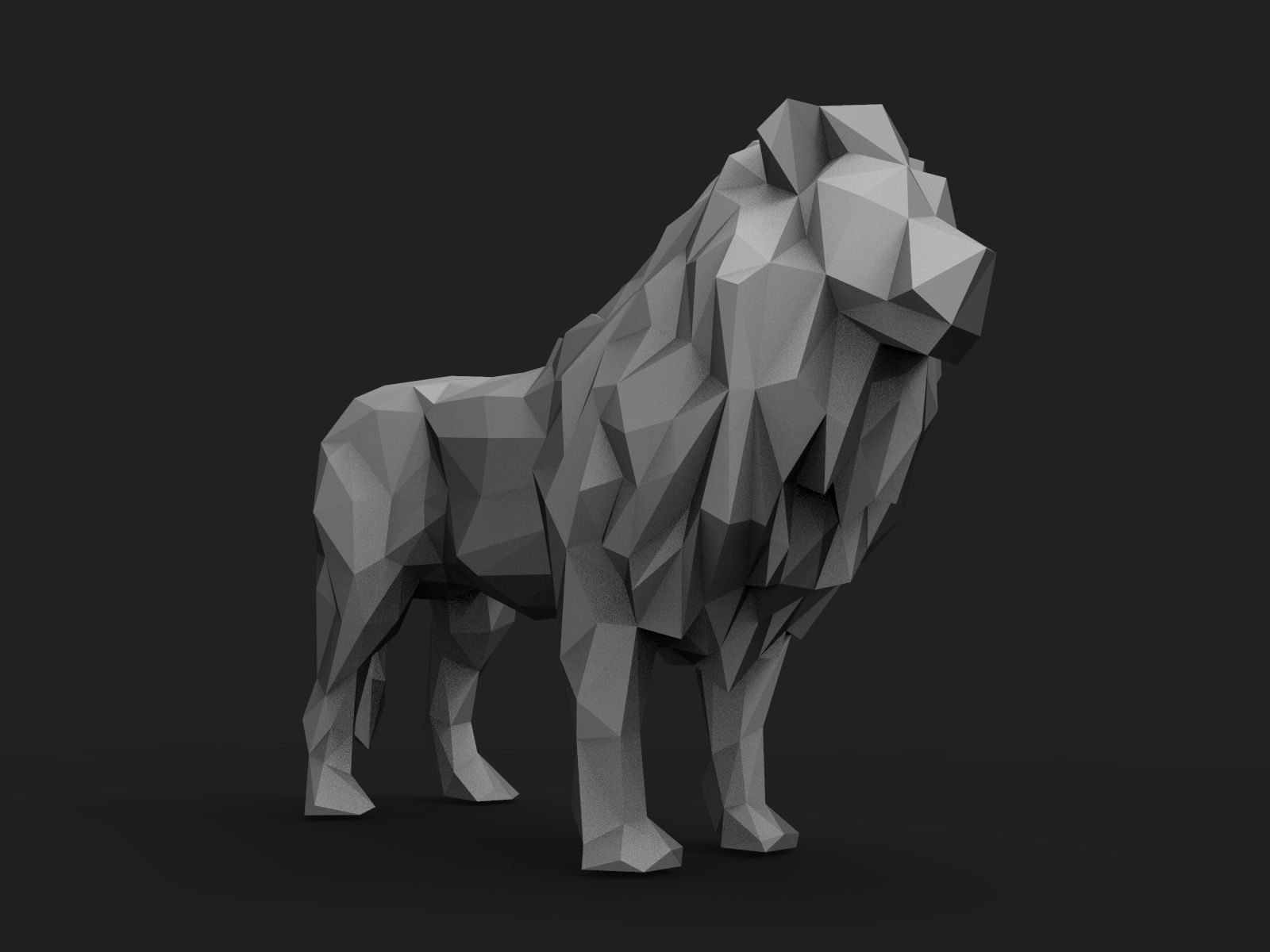 Lion Low Poly 3D print model_3
