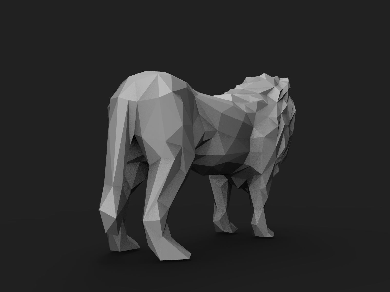 Lion Low Poly 3D print model_9