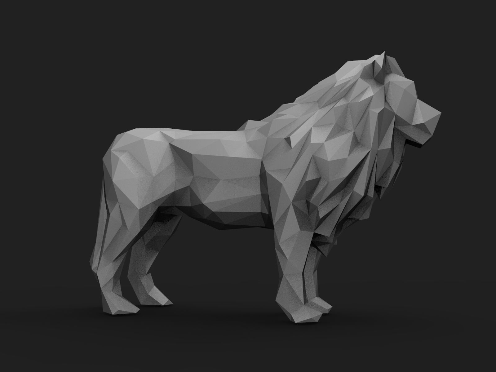 Lion Low Poly 3D print model_11