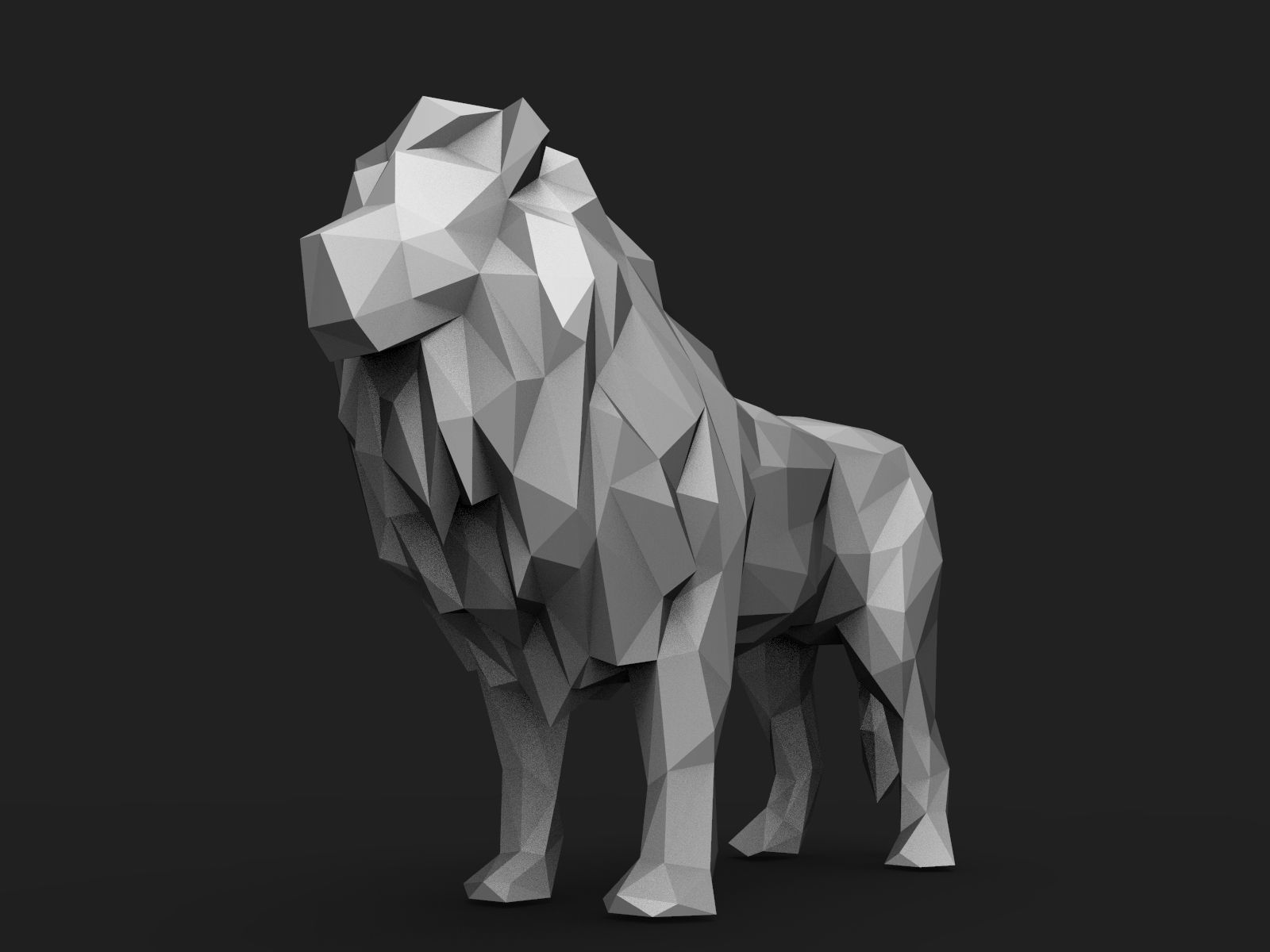 Lion Low Poly 3D print model_1