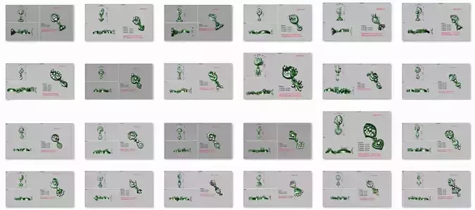 100 Earrings Drops Jumkis 3dm stl details bulk 