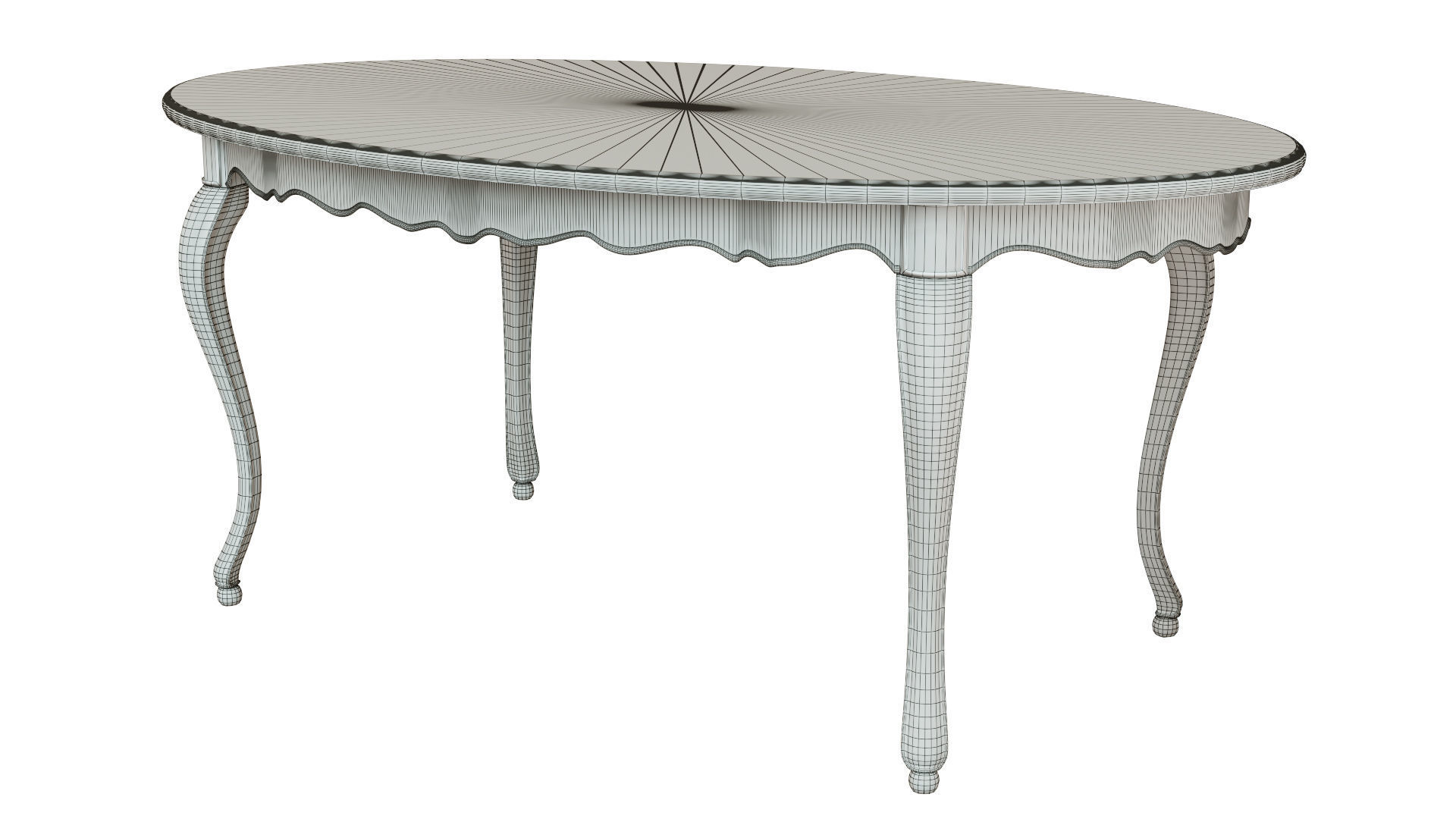 Classic table with carvings 1800  3D model_11