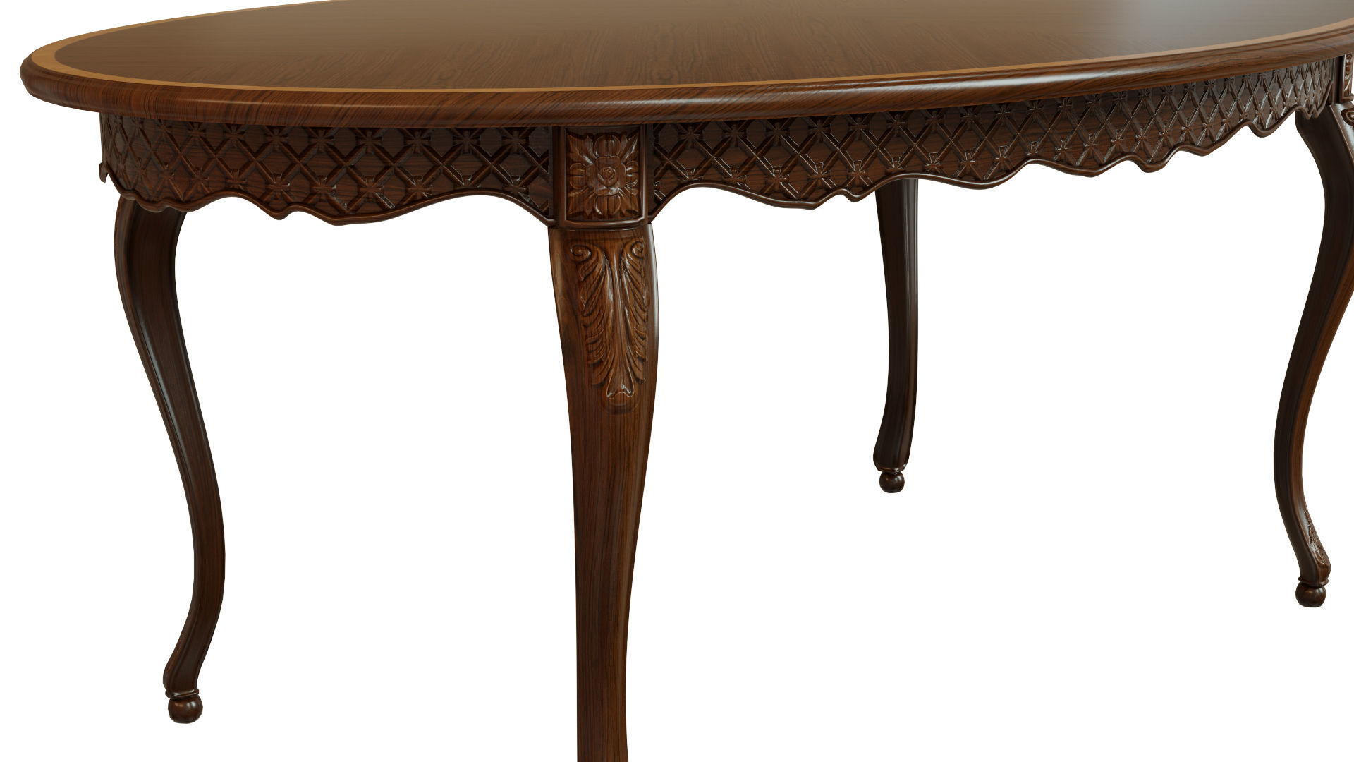 Classic table with carvings 1800  3D model_1