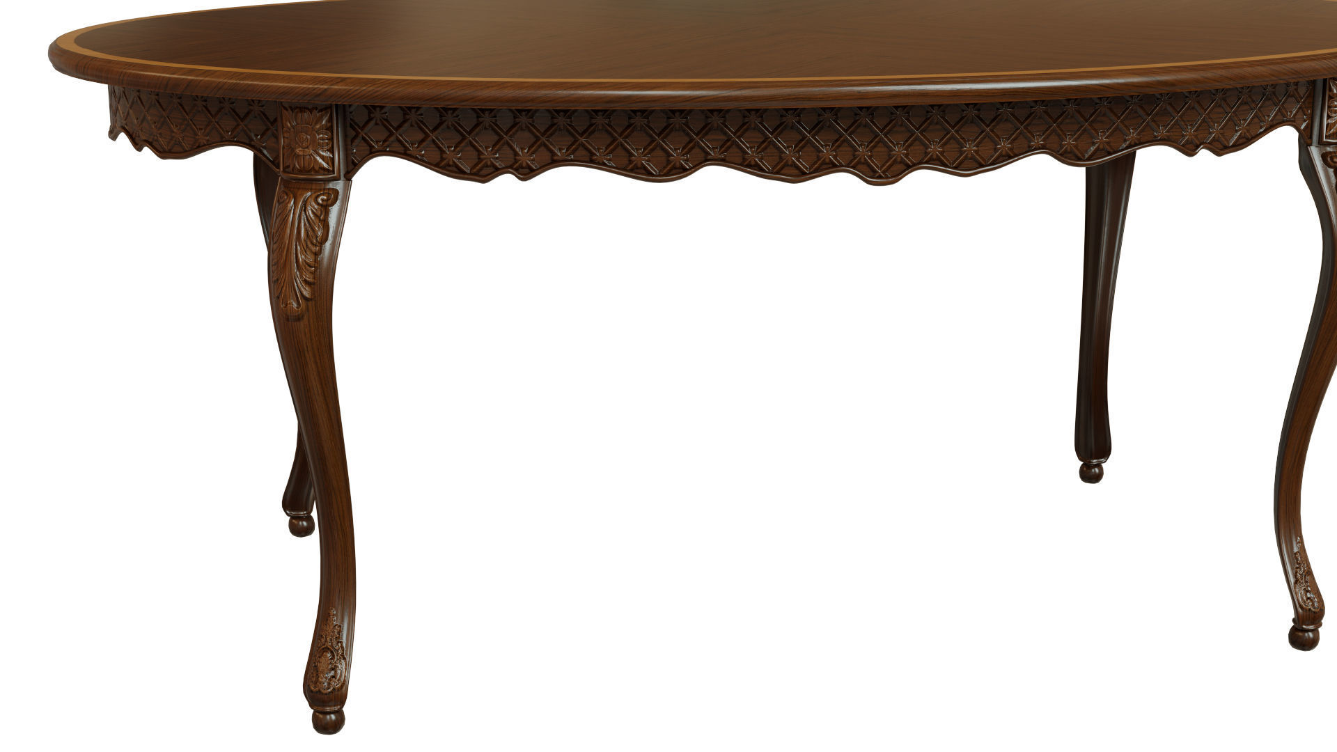 Classic table with carvings 1800  3D model_6