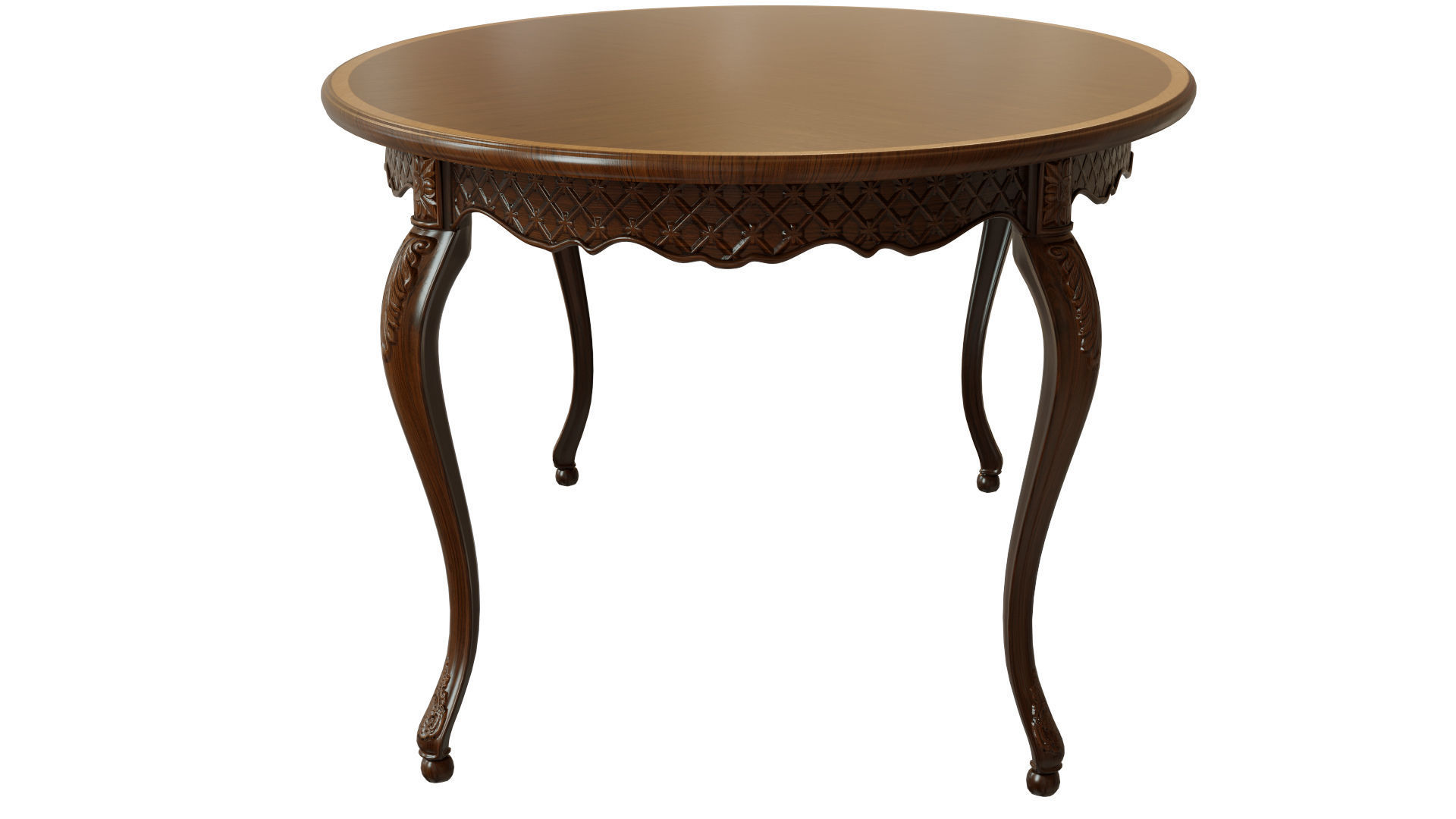 Classic table with carvings 1800  3D model_3