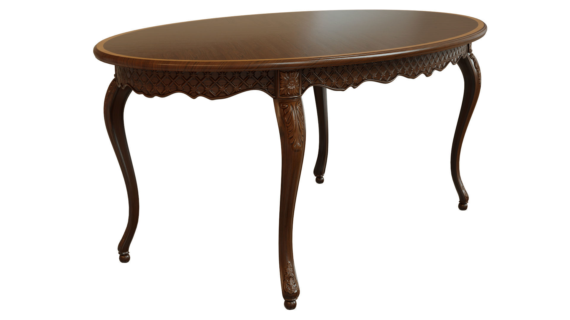 Classic table with carvings 1800  3D model_7